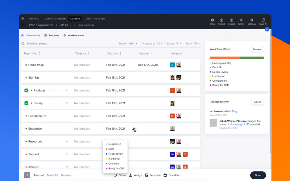 Content Planner dashboard