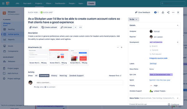 Jira user story view