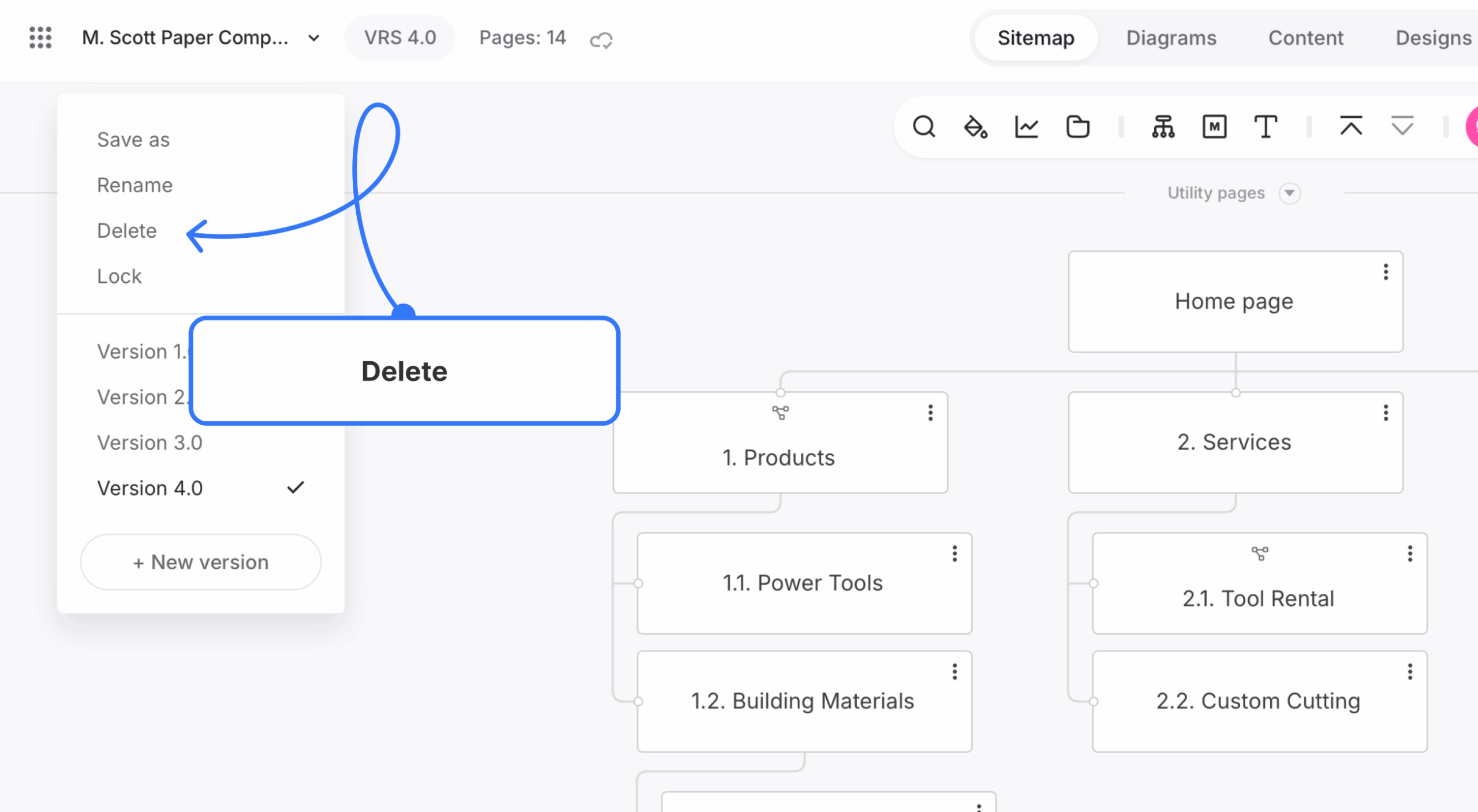 selecting delete as option from file menu scaled