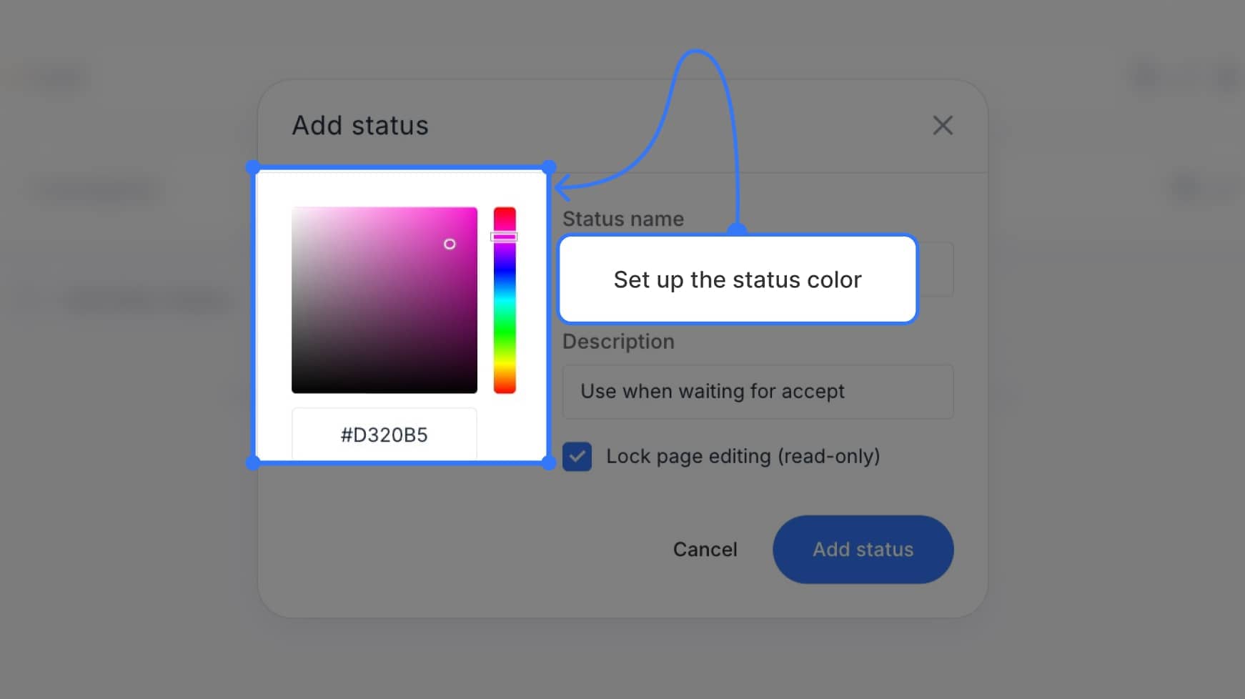 Color square and rainbow slider with hex code field