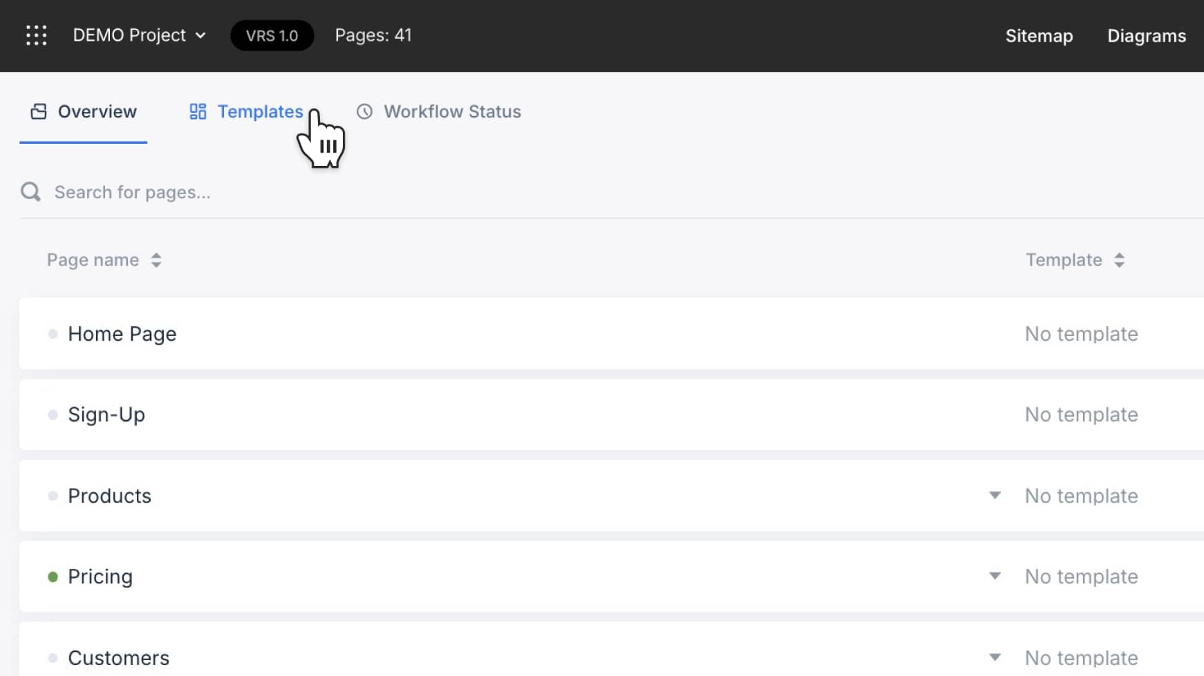 Content Planner dashboard with Templates tab visible in the top navigation