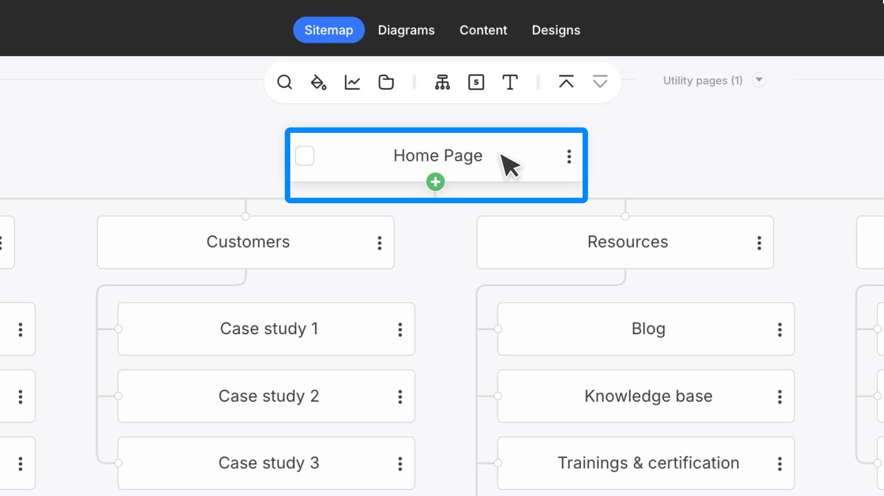 Sitemap Builder, page clearly highlighted