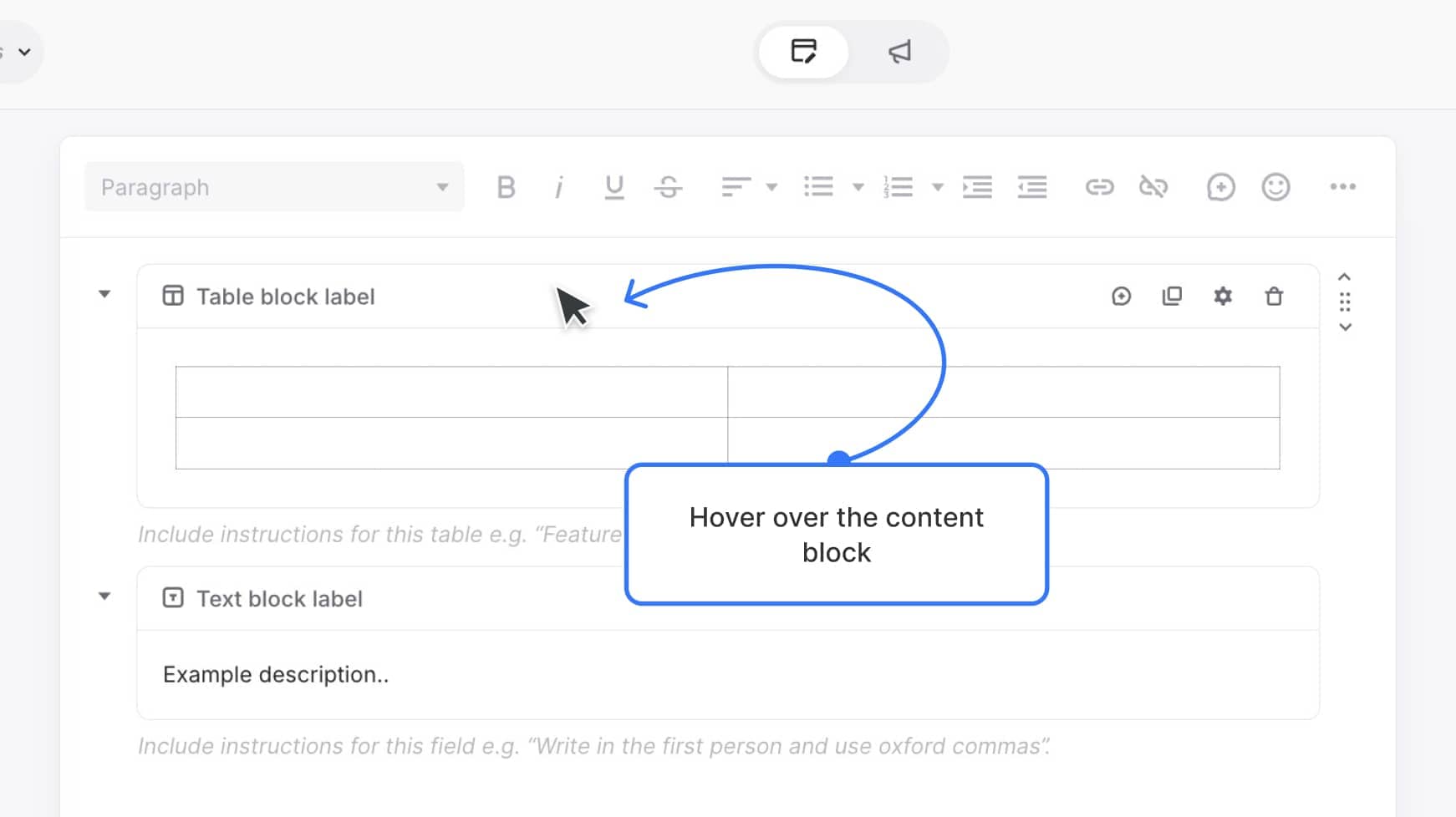block highlighted on hover