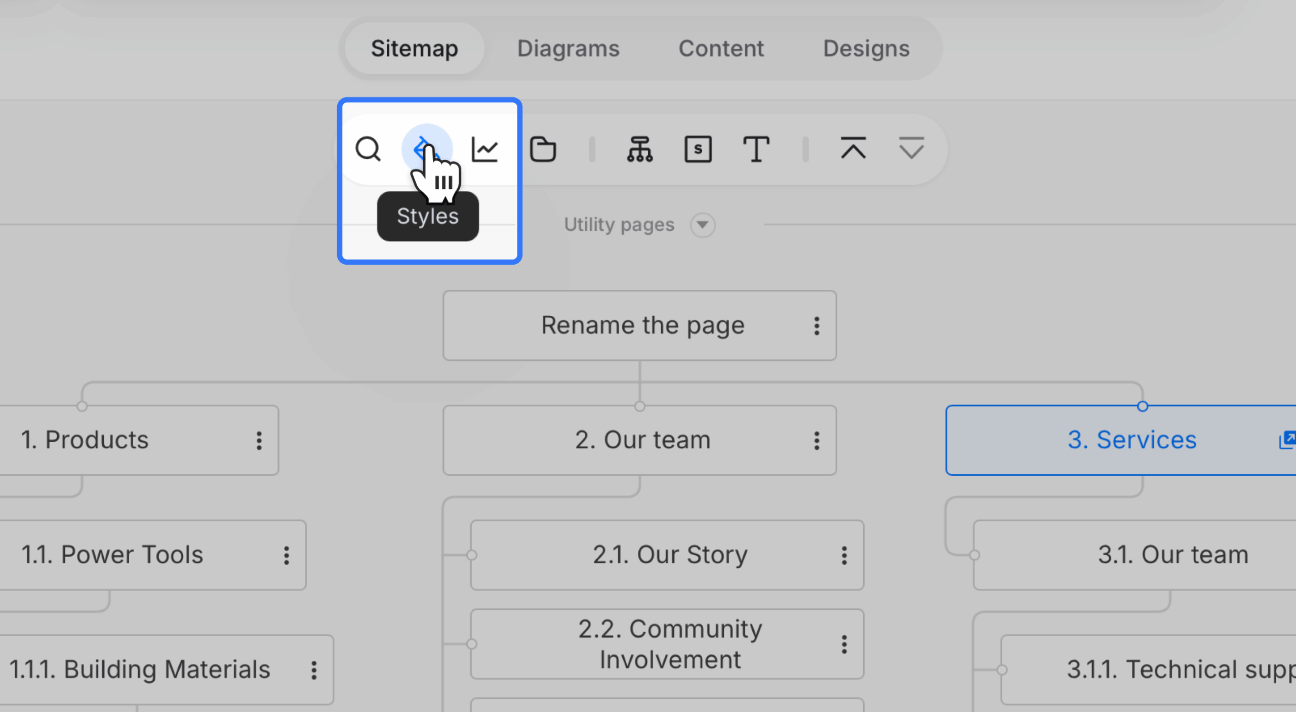 clicking styles on project toolbar scaled