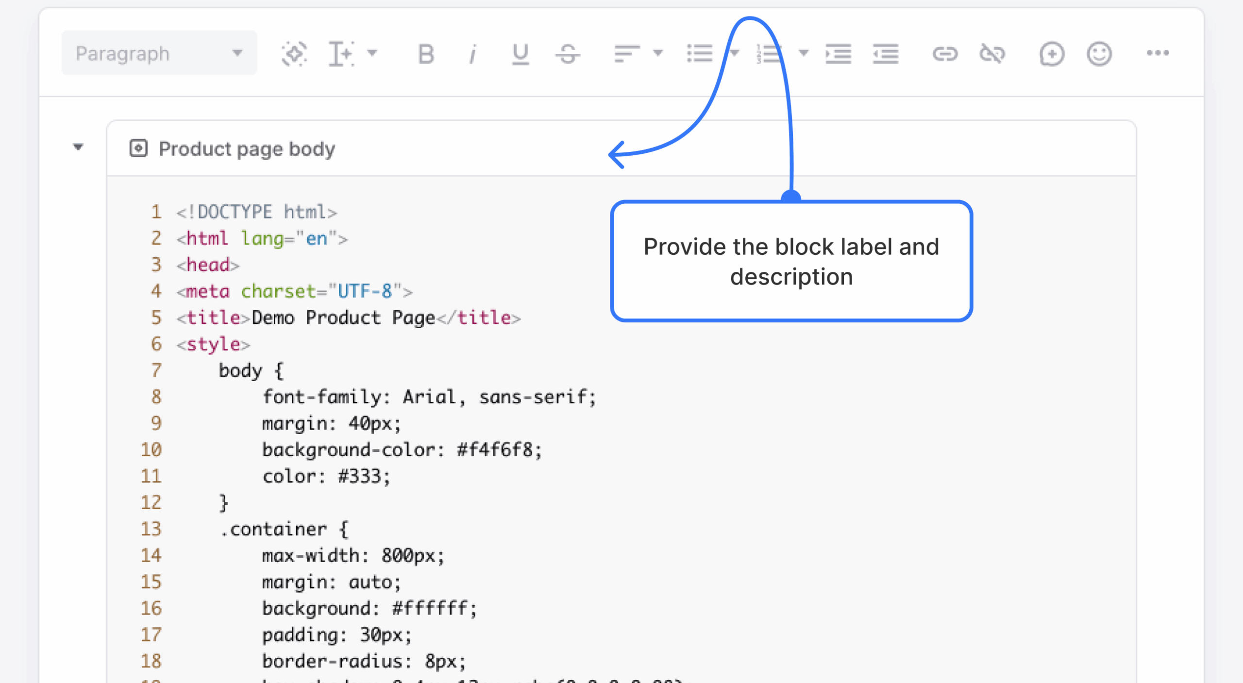 label and description fields filled with text