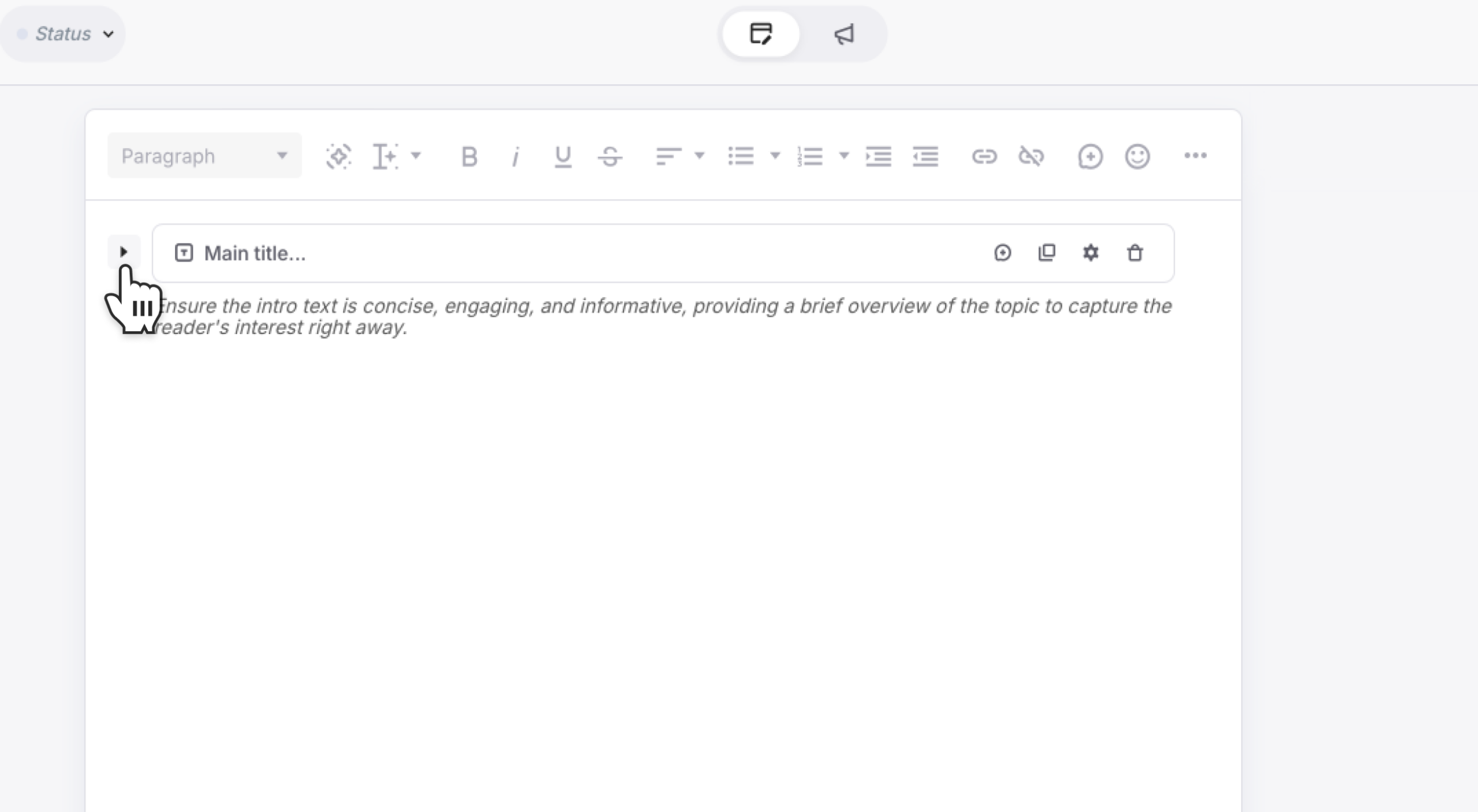 Collapsible arrow shown next to block