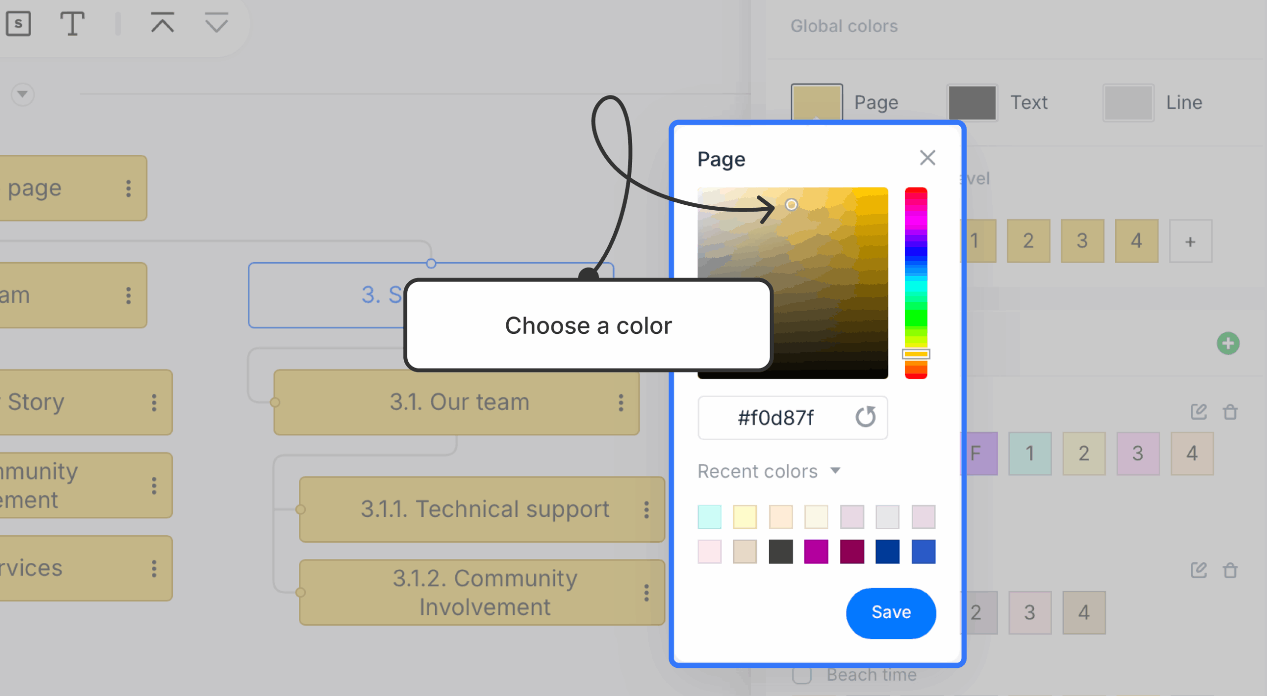 color picker on opened page color swatch scaled
