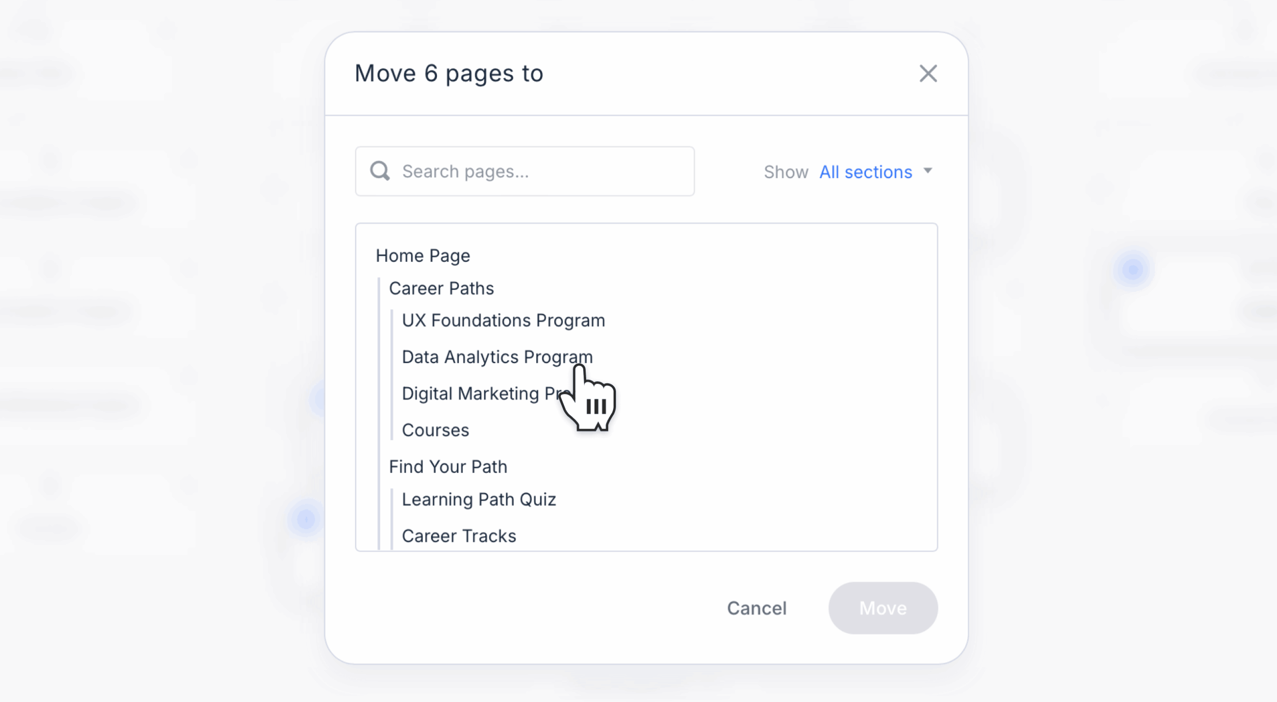 confirm moving bulk pages scaled