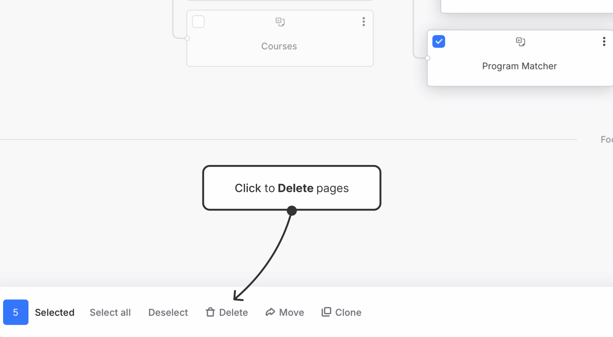 deleting pages in bulk from bottom drawer scaled