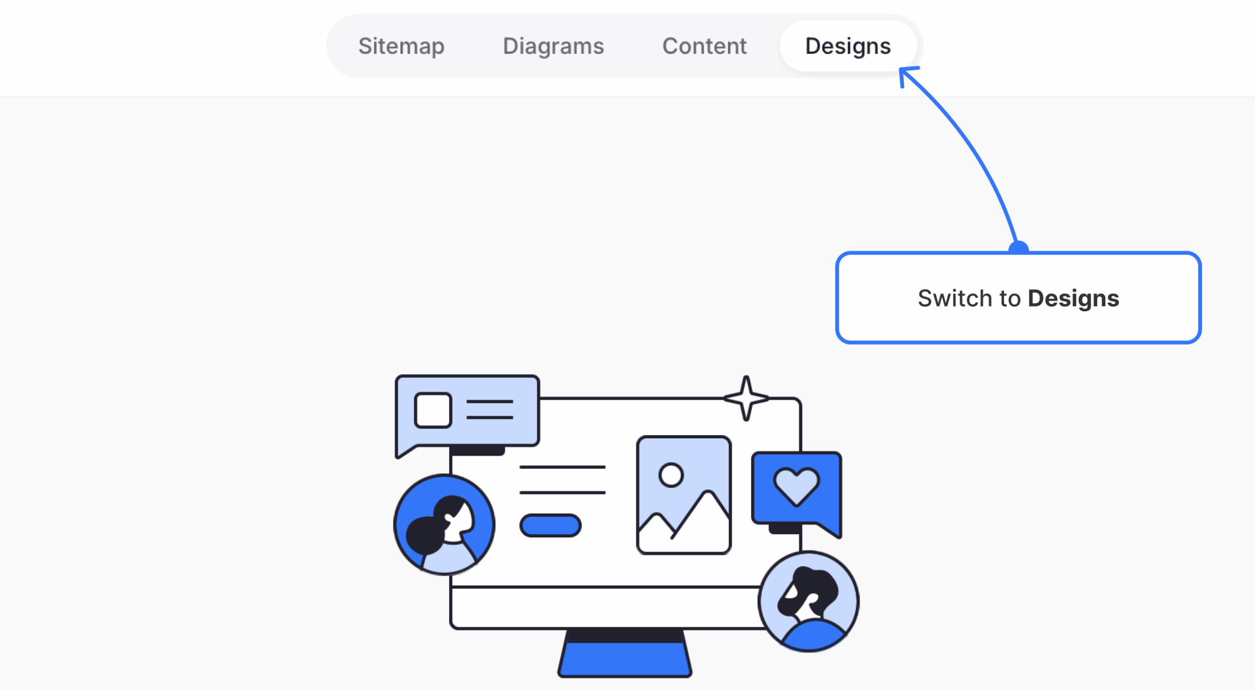 designs tab selected on project navigation bar scaled