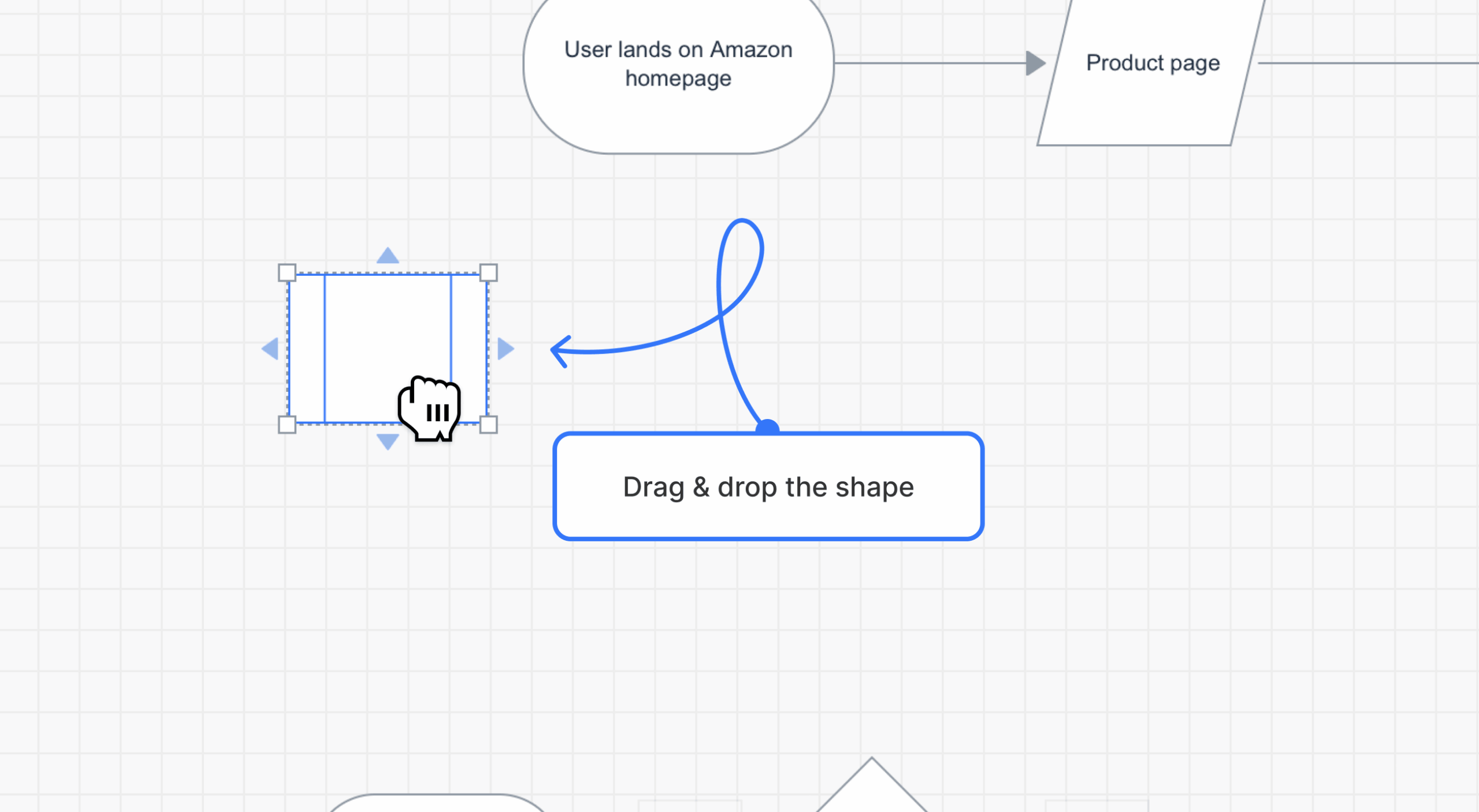 diagram shape being draged on diagram workarea scaled