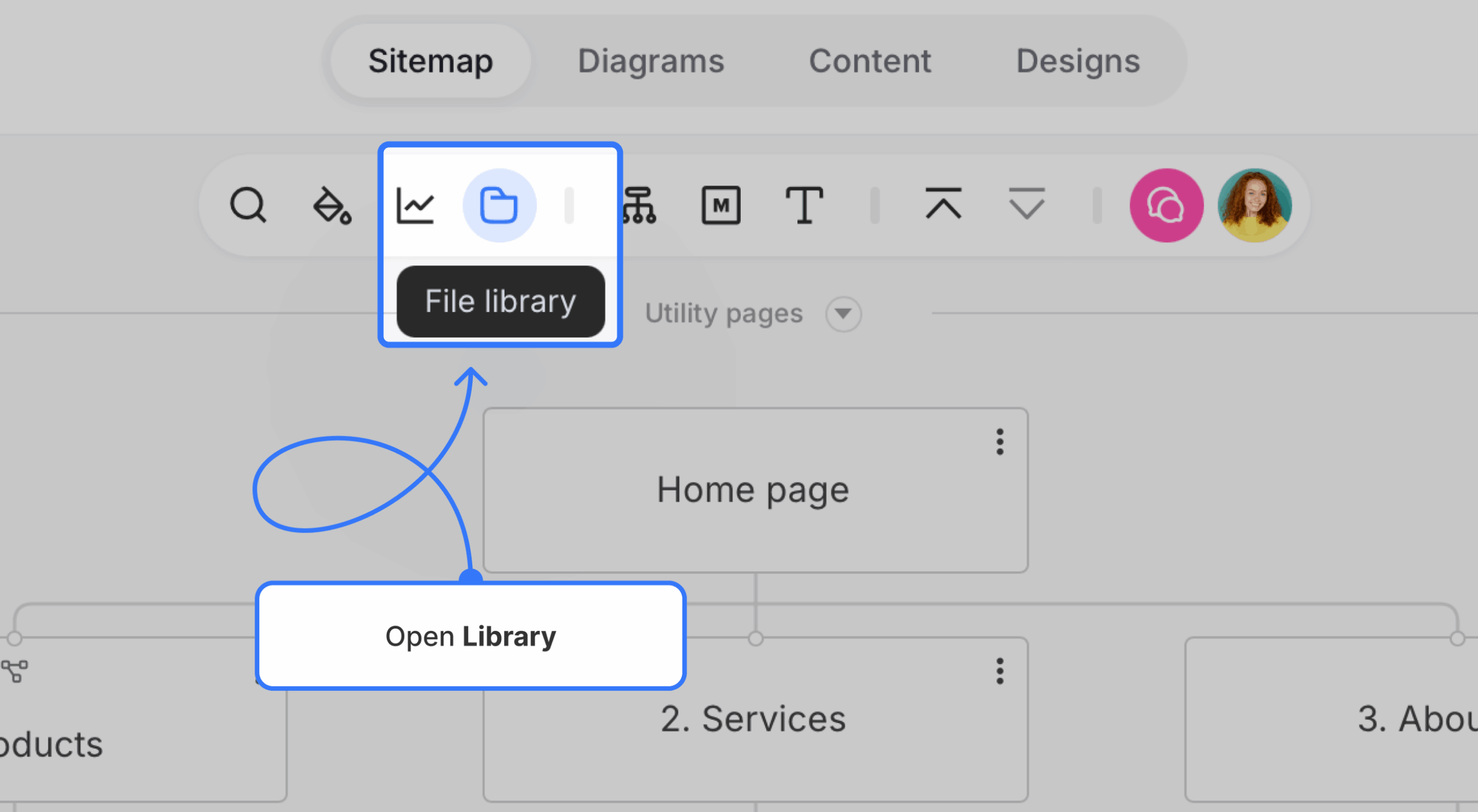 file library button selected from sitemap toolbar scaled