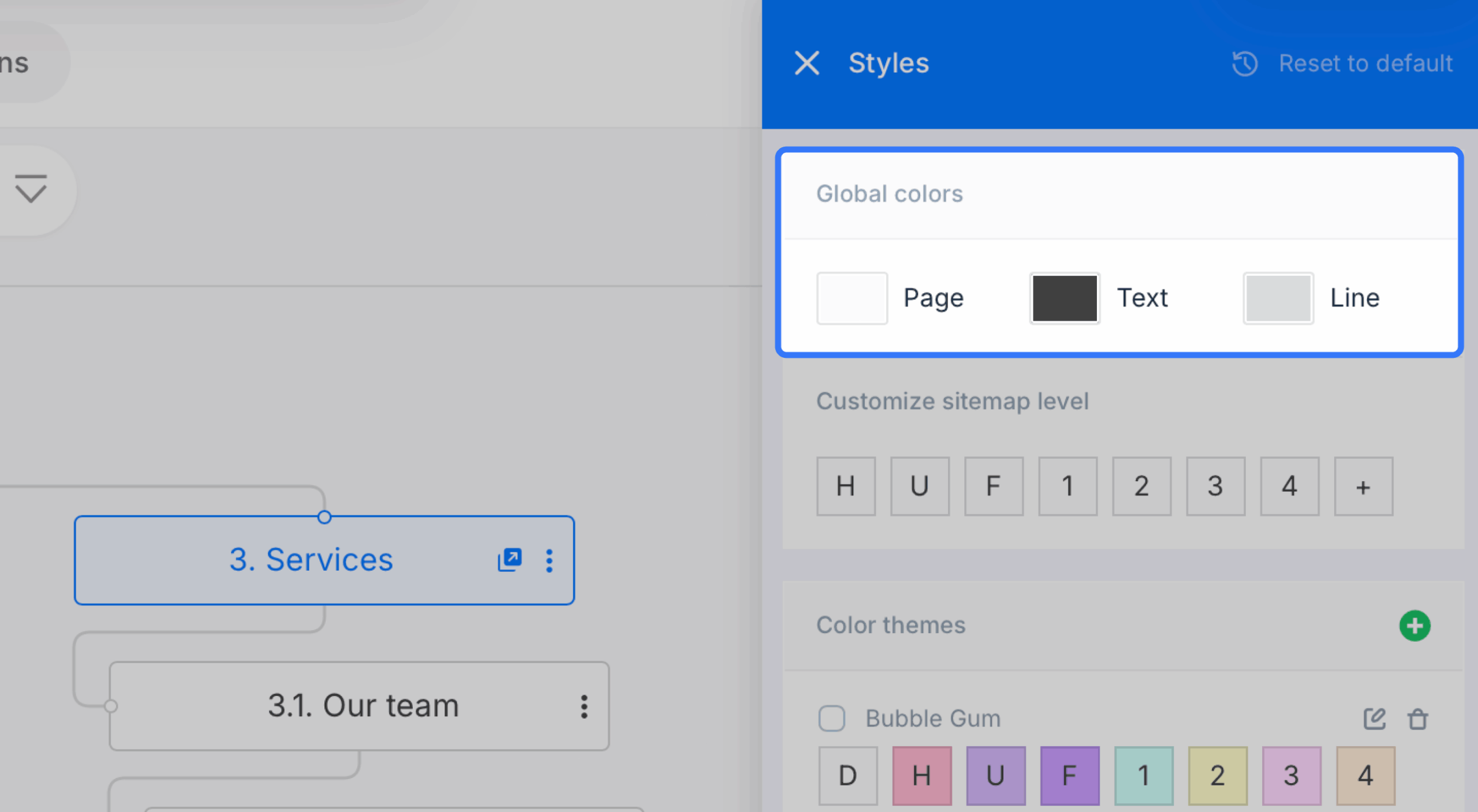 global colors highlighted in styles panel scaled