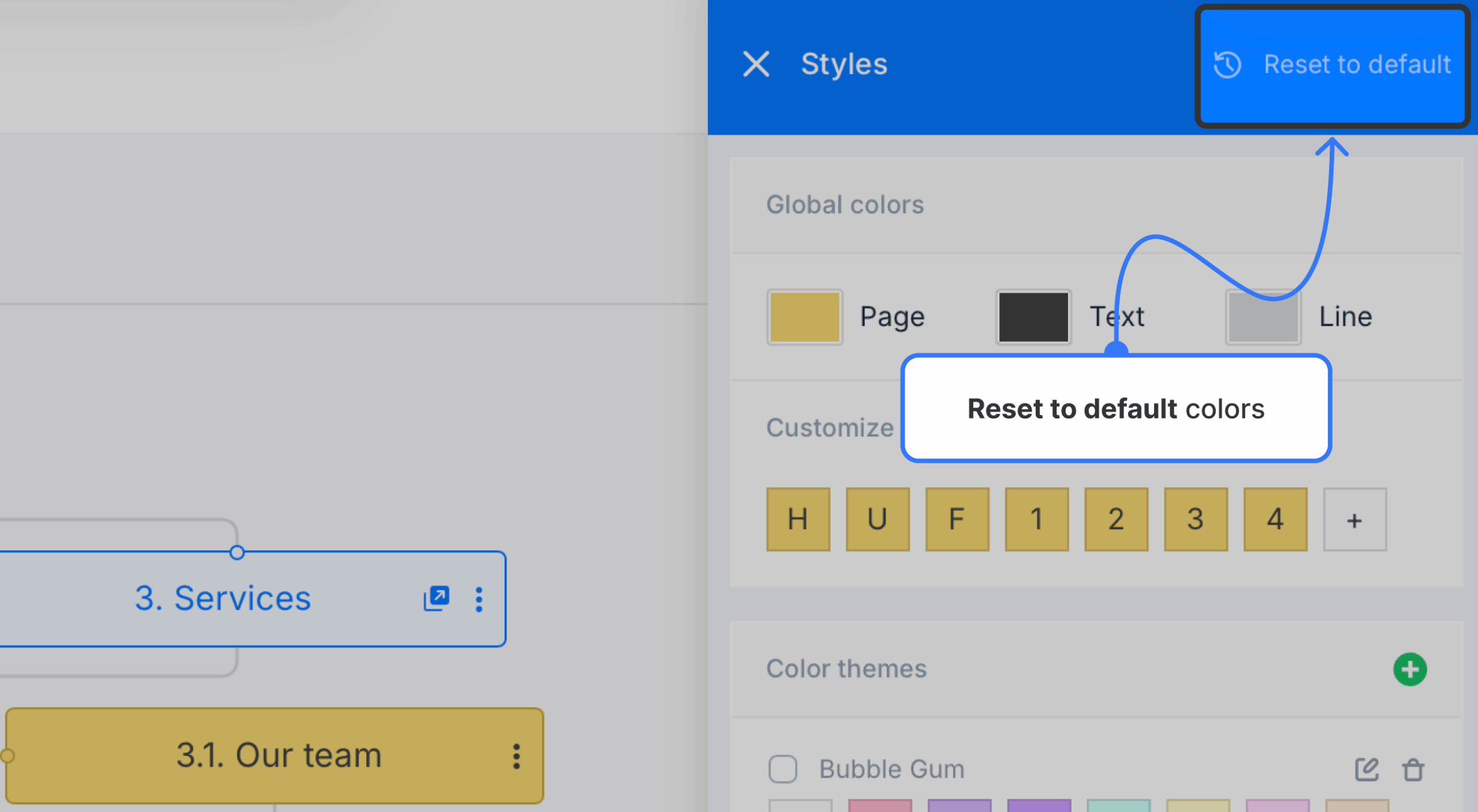 highlighting color reset button on styles panel scaled