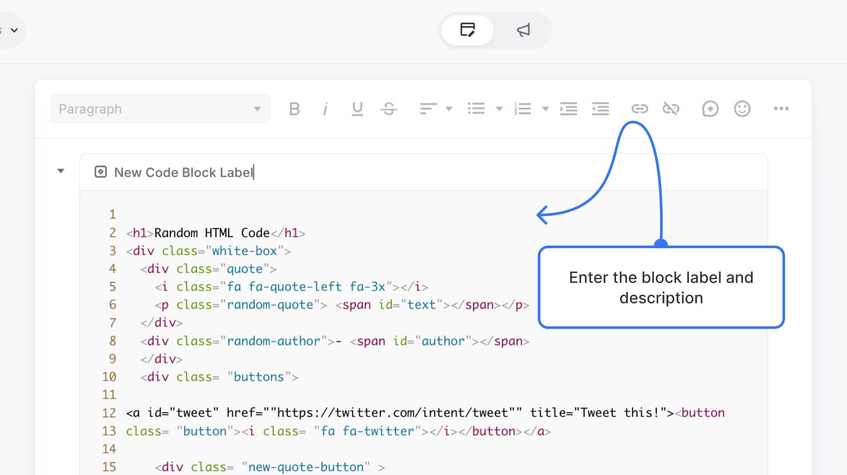 label and description fields pre-filled with text