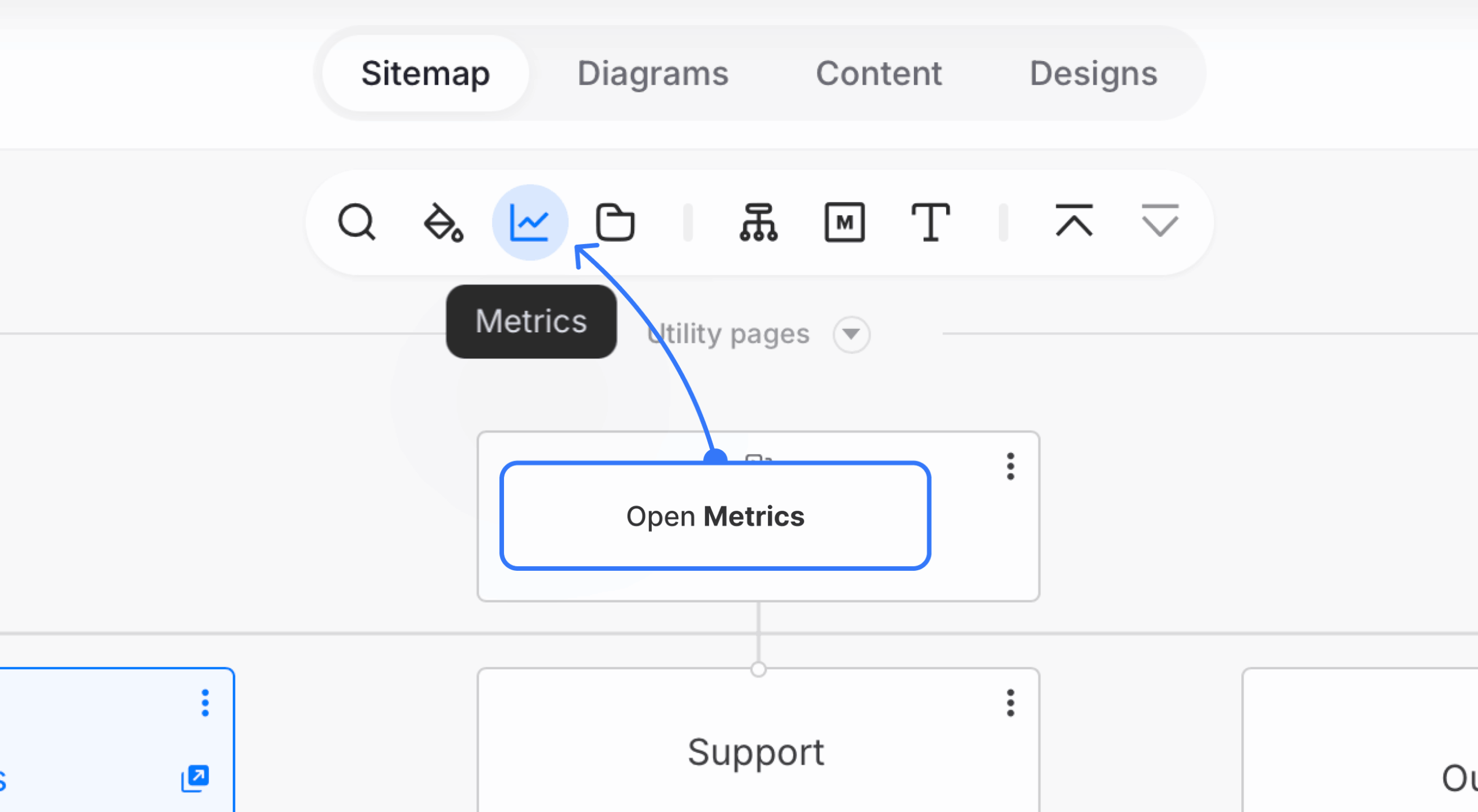 metrics icon hovered on on toolbar scaled