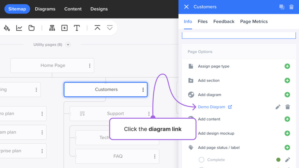 Add Multiple Diagrams to a Sitemap Page | Slickplan
