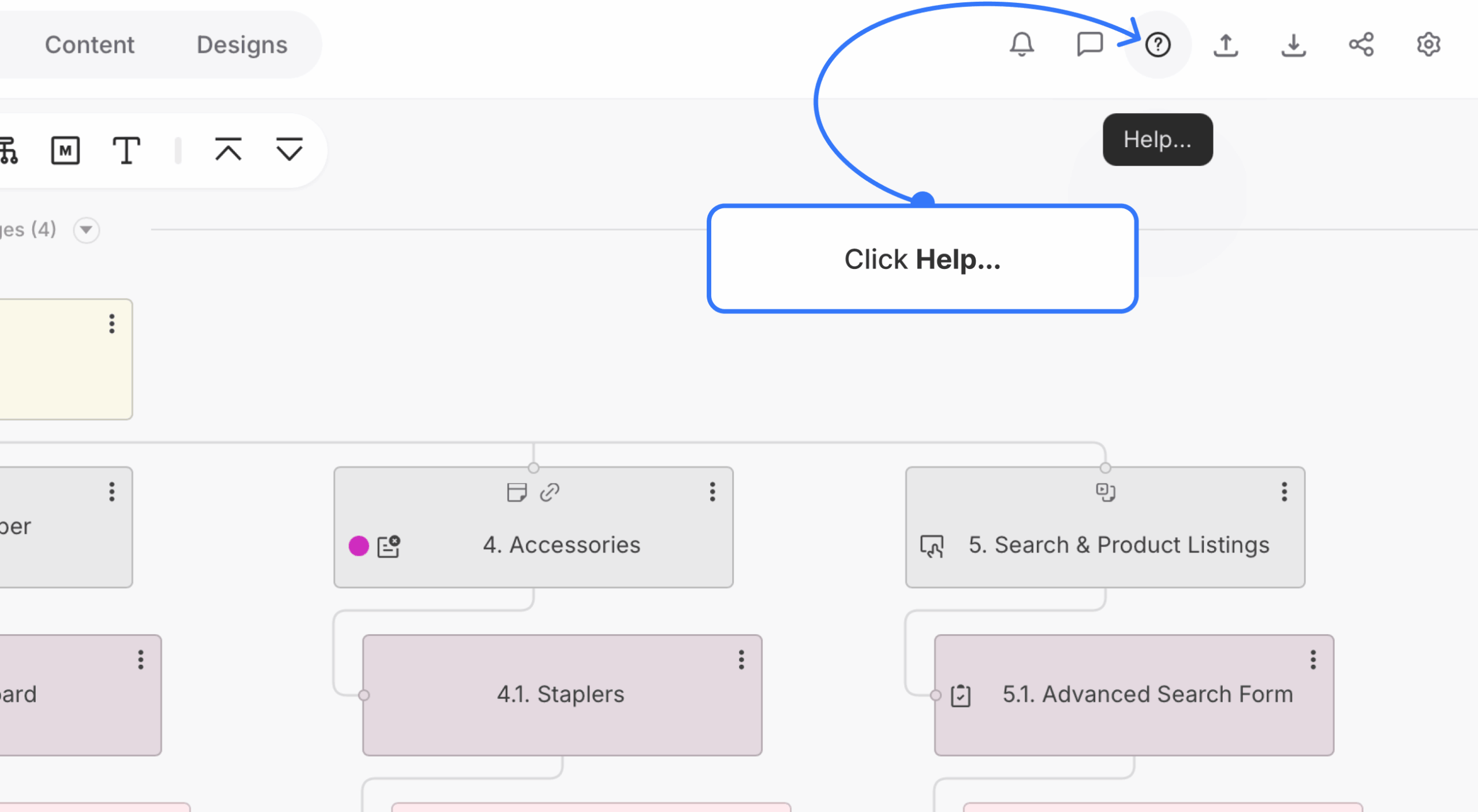 opening help menu from project navigation bar scaled
