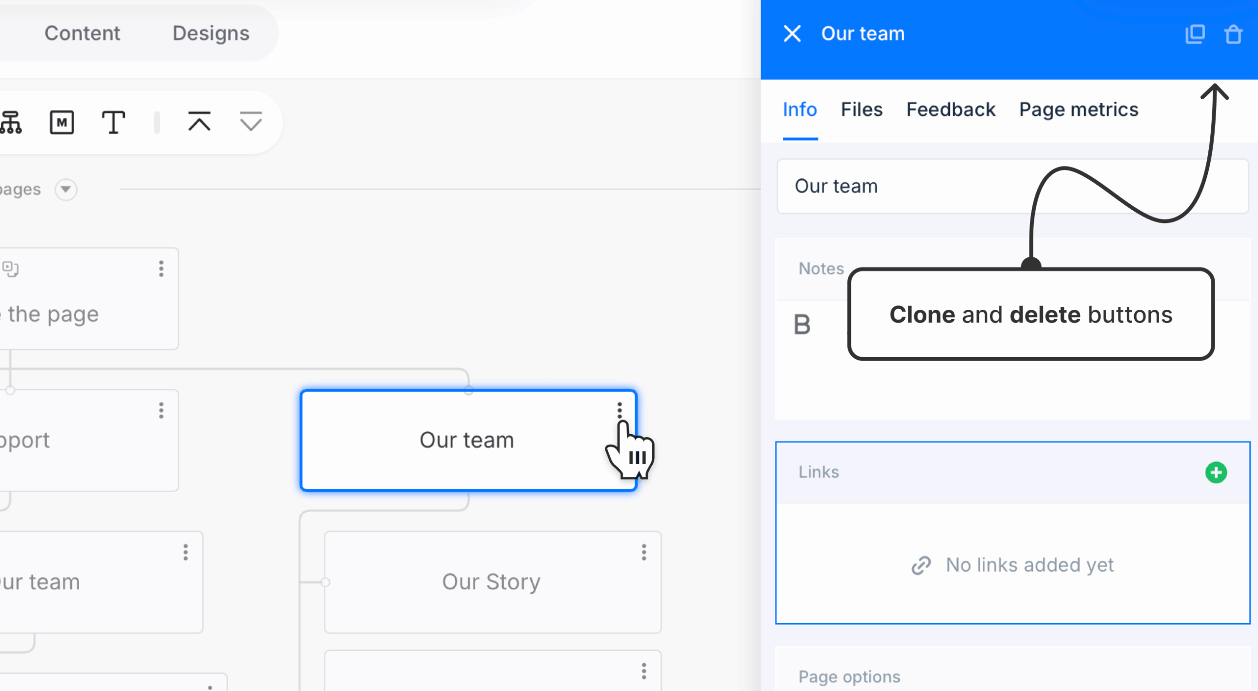 properties panel overview with clone and delete buttons scaled