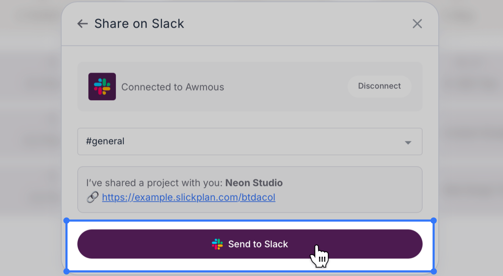 send to slack button highlighted