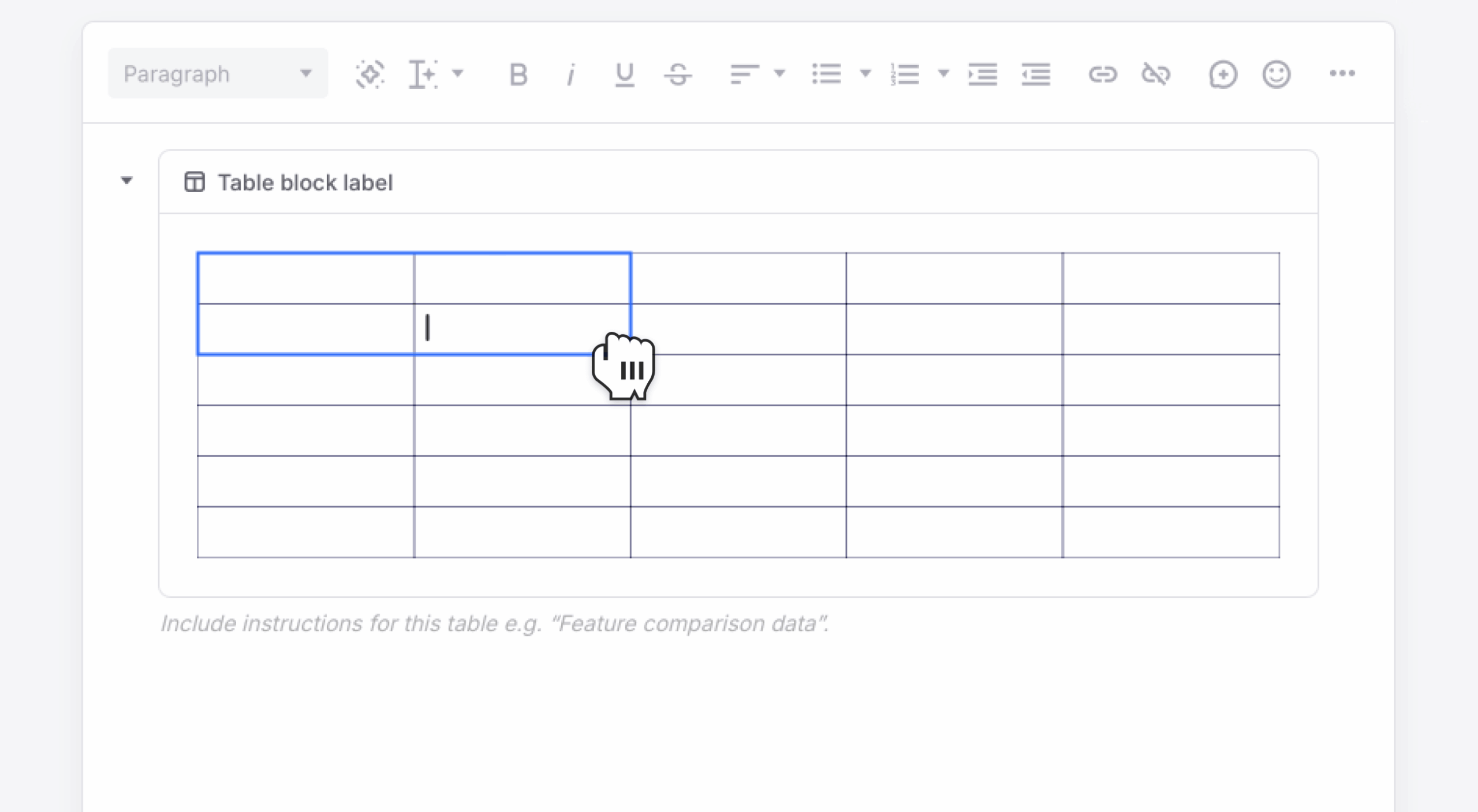 Two cells in the same row selected with the cursor