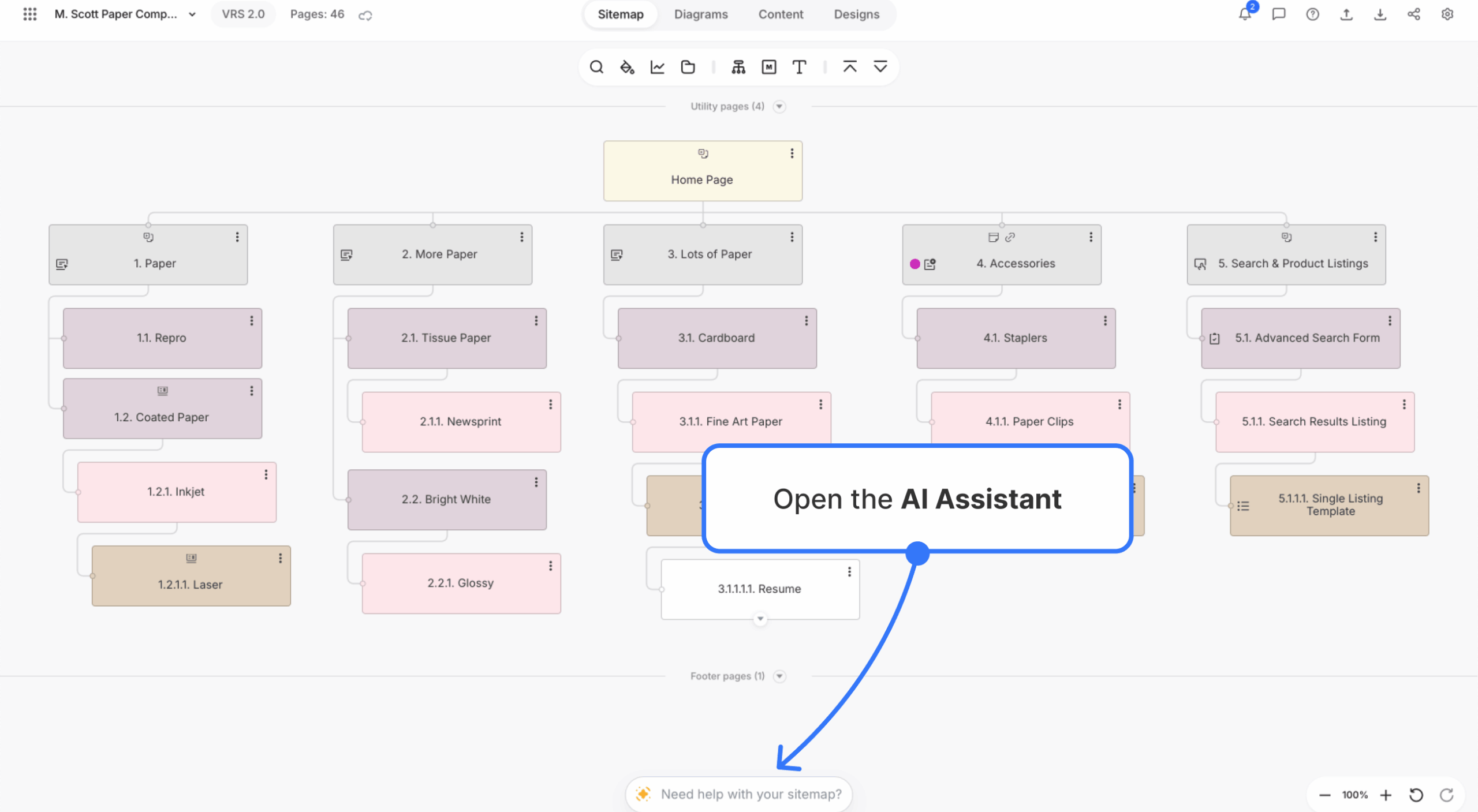 siteplanning project open with arrow pointing on ai assistant scaled