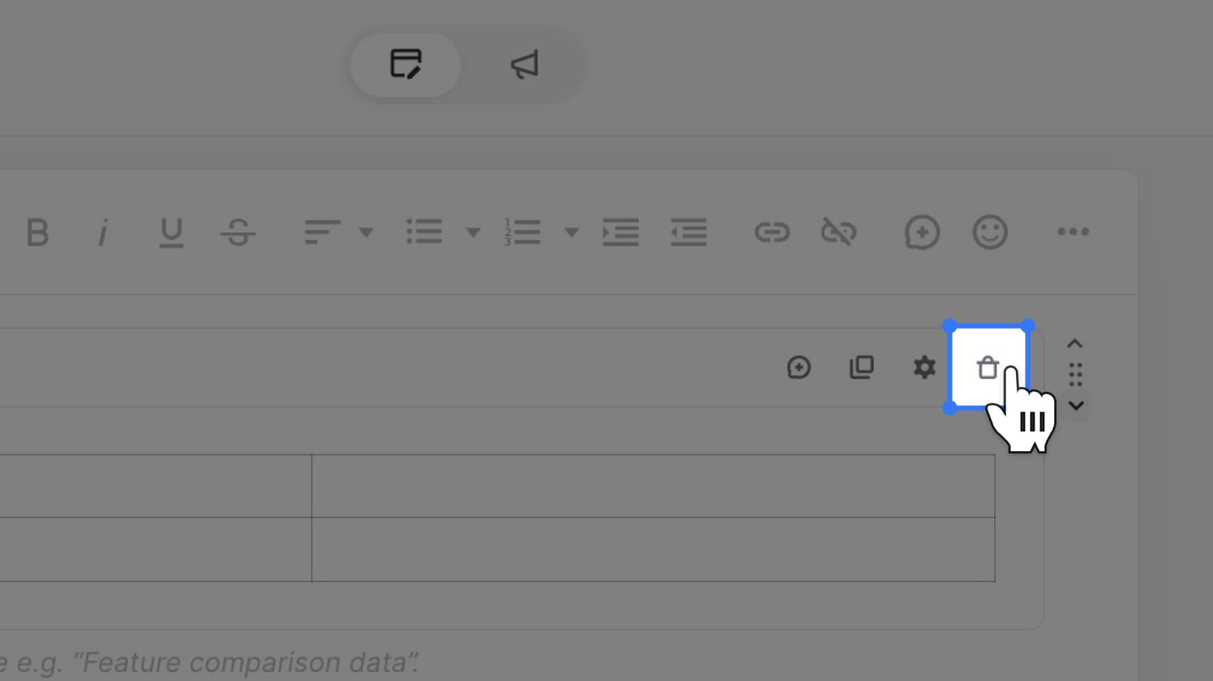 trash can icon highlighted
