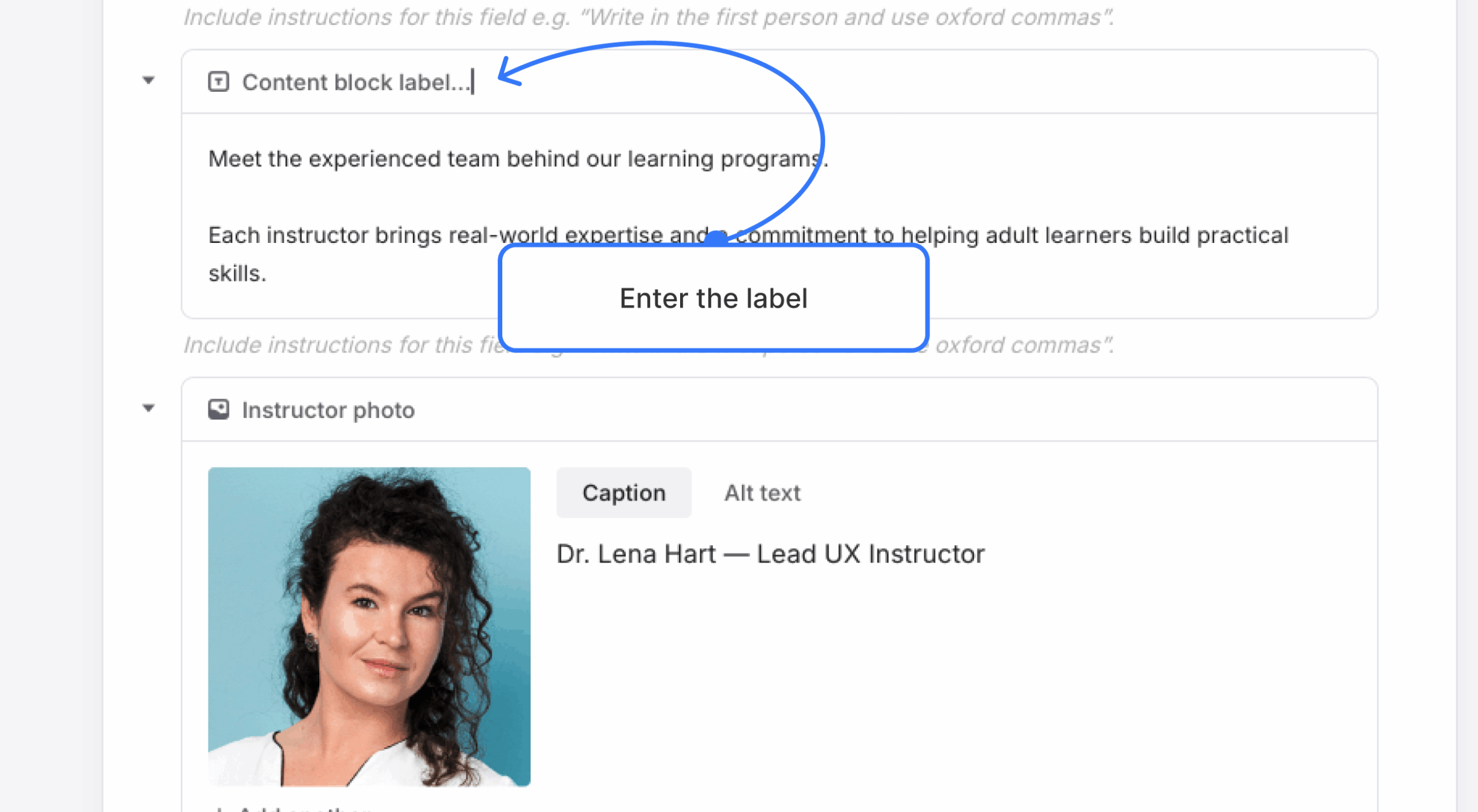 label field being typed into