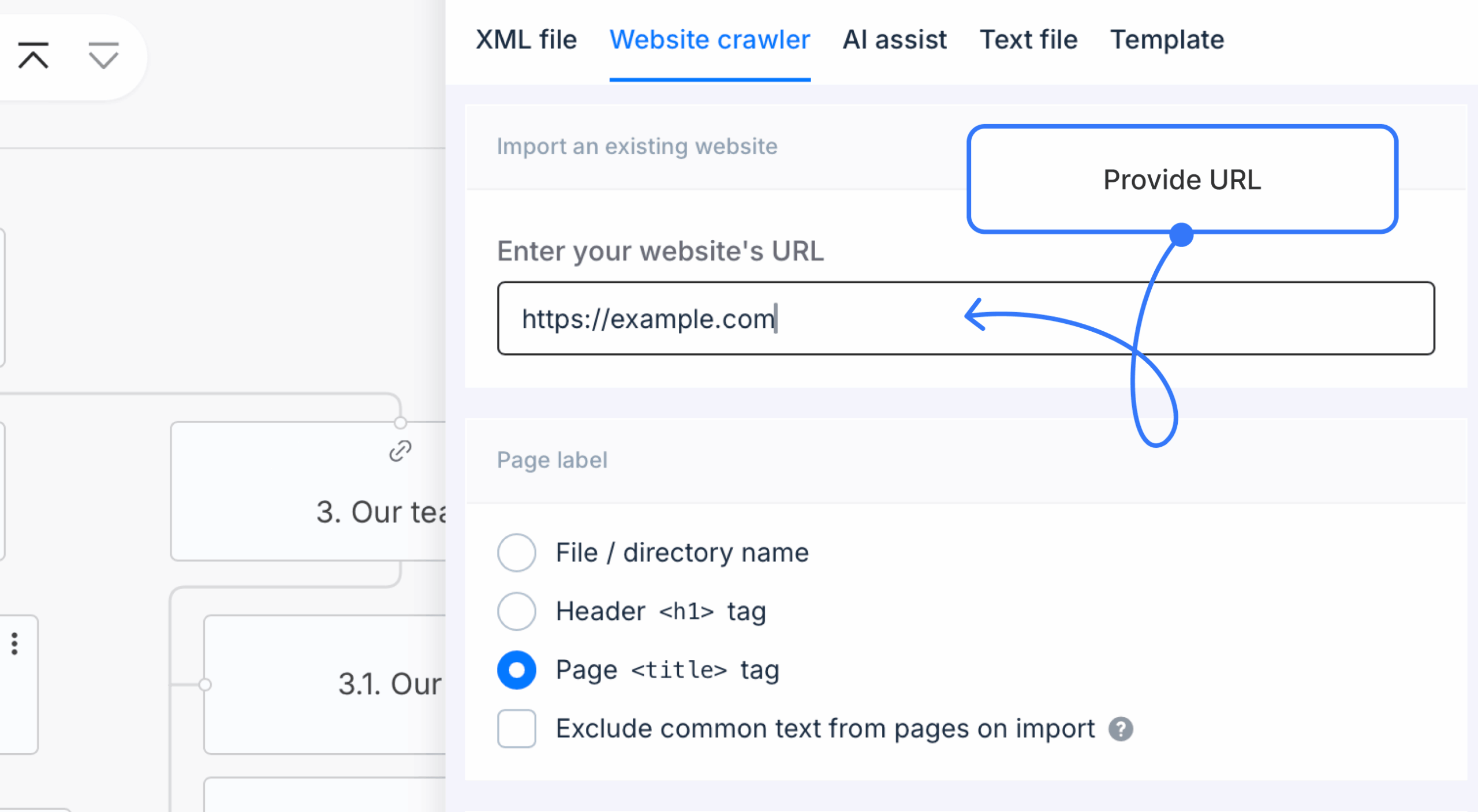 website crawler import tab with url provided scaled