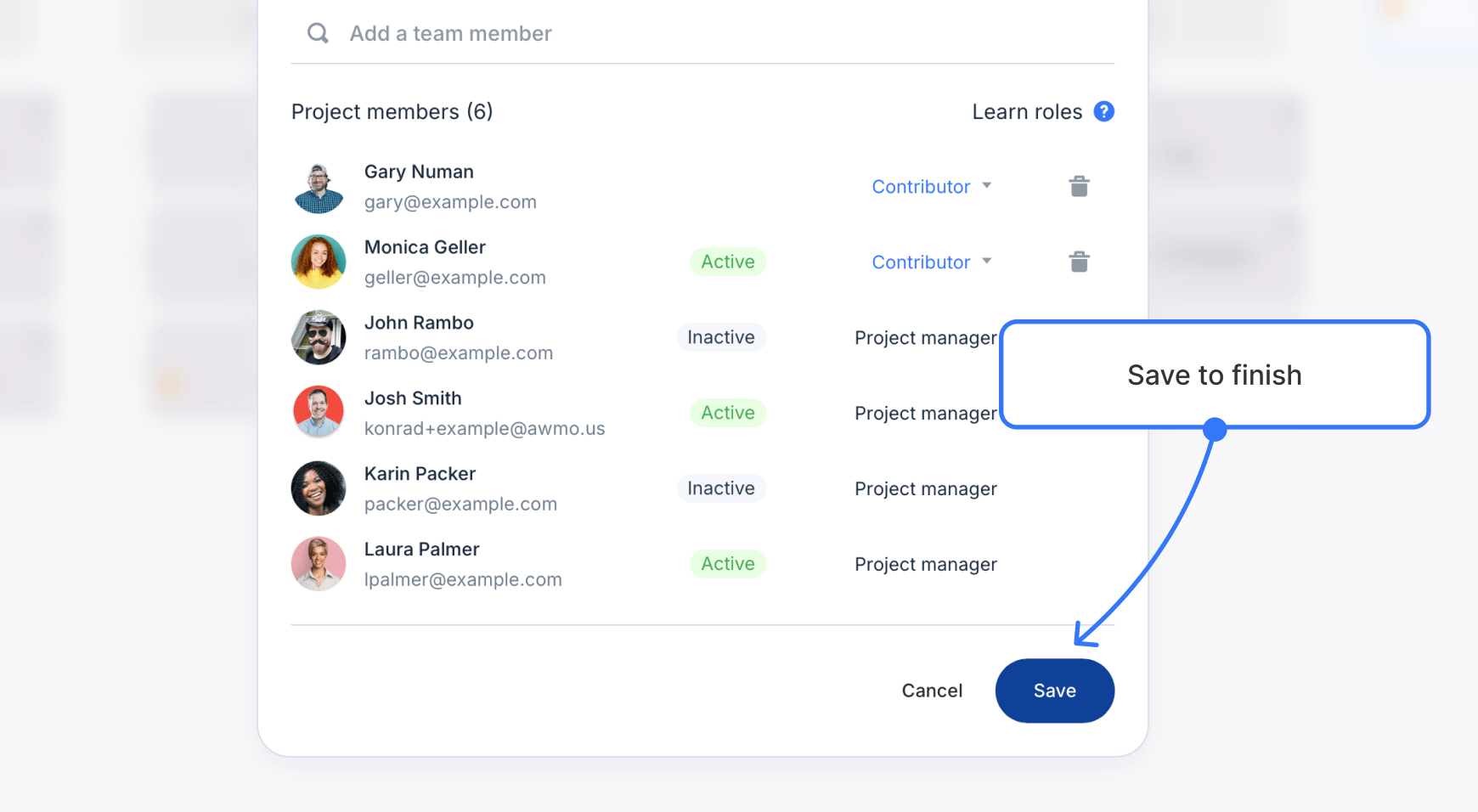 The save button highlighted on the project general settings modal