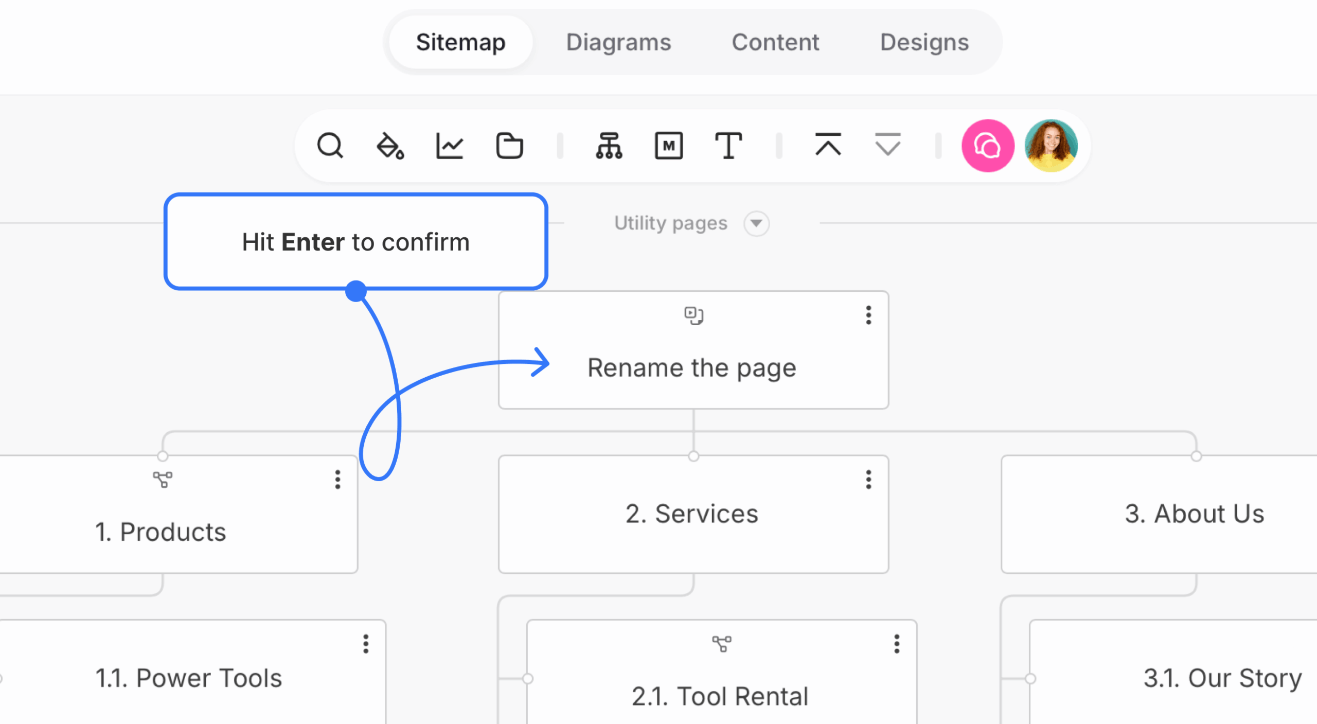 homepage name with updated name and caption scaled