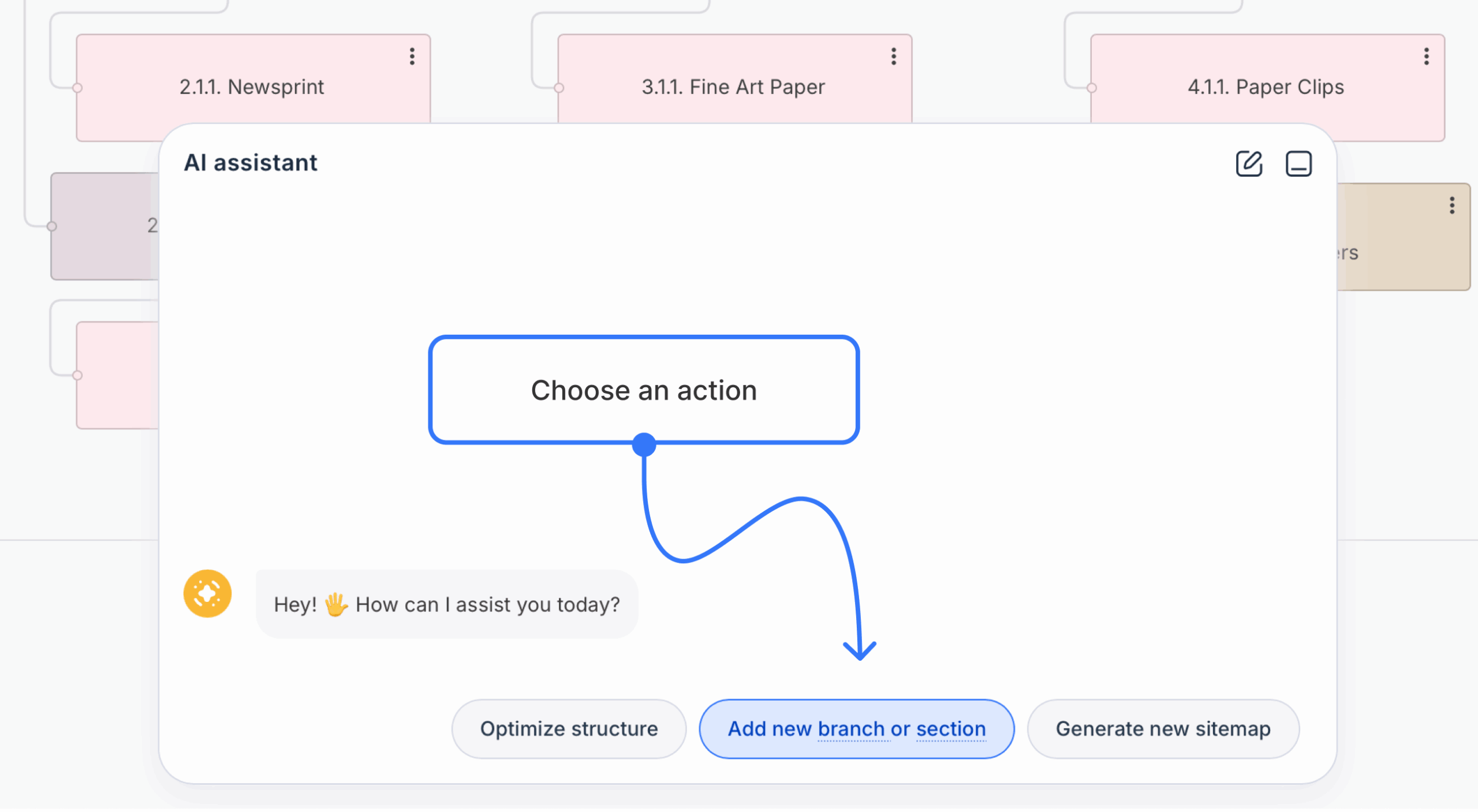 ai assistant adding section or branch to sitemap scaled