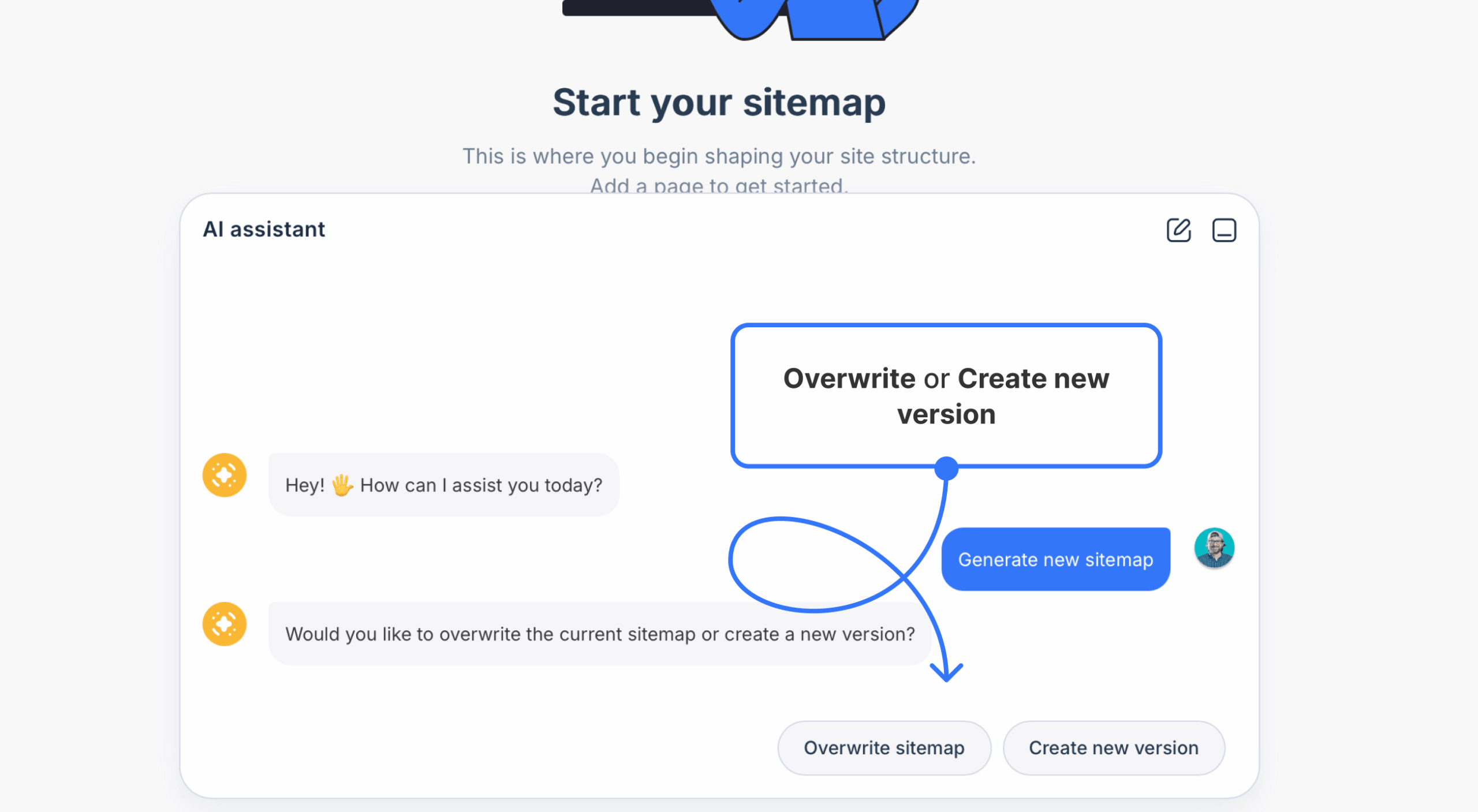 ai assistant asks to overwrite project or create new one scaled