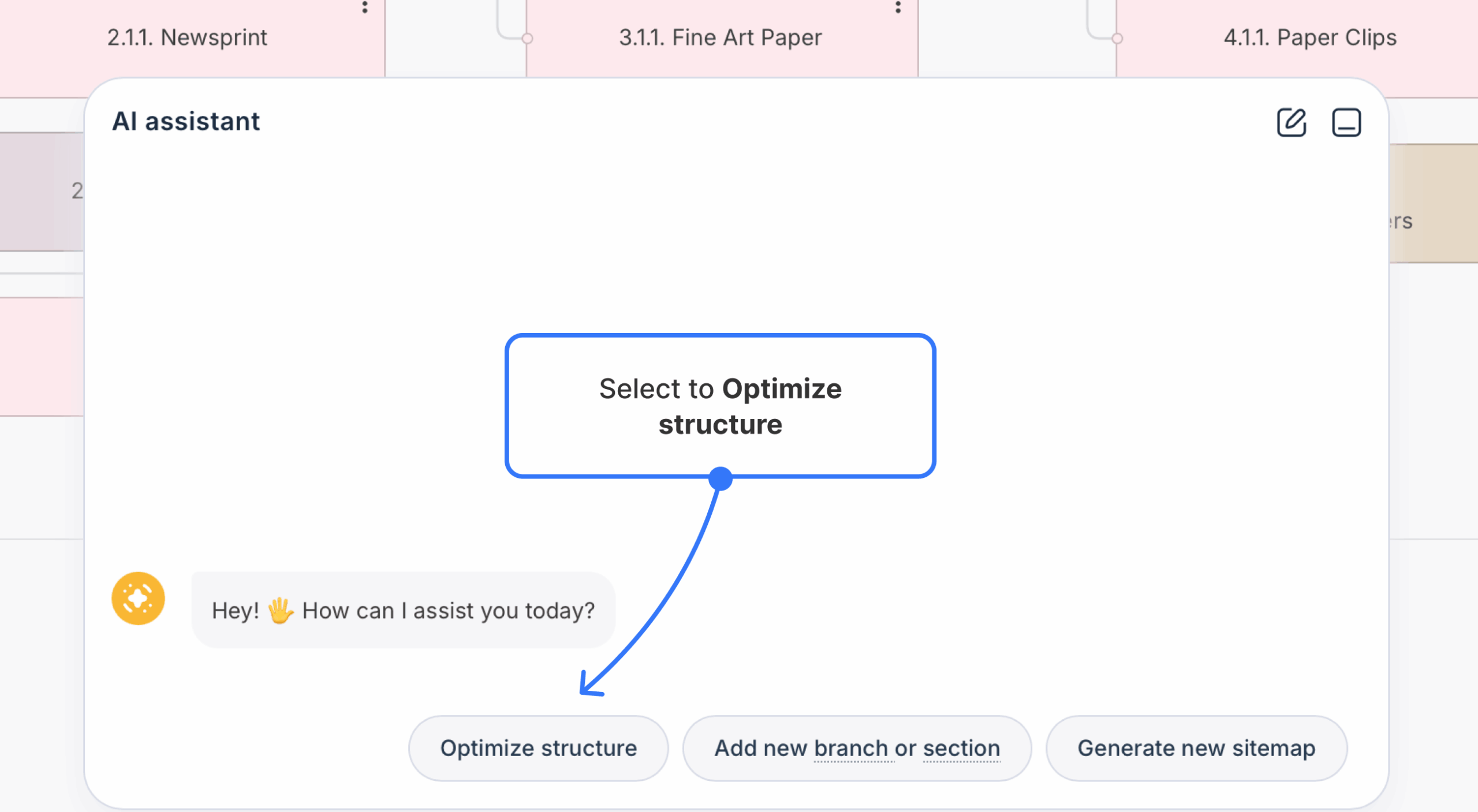 ai assistant opened with one option pointed out by arrow scaled