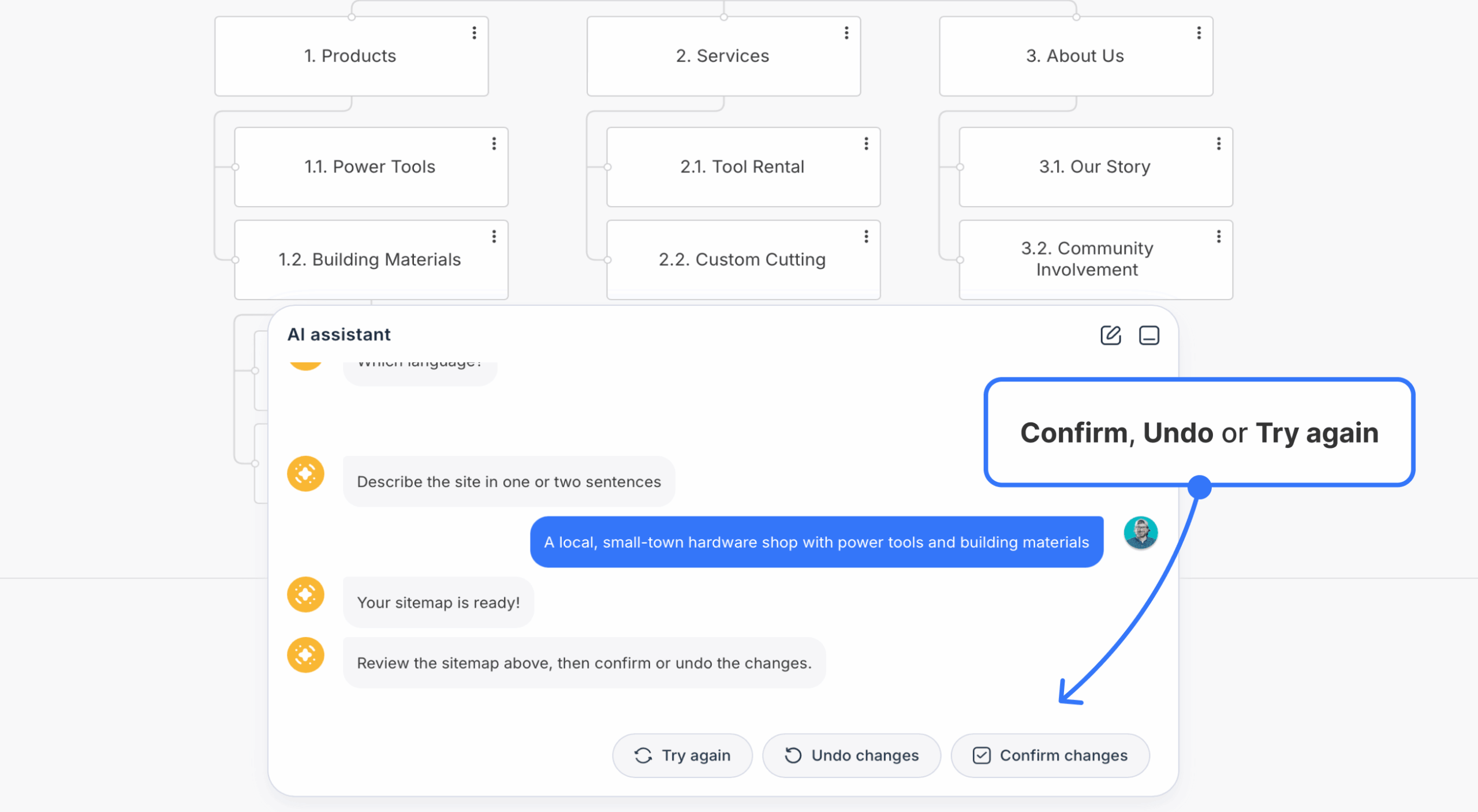 confirm or reject ai assistant generated sitemap output scaled
