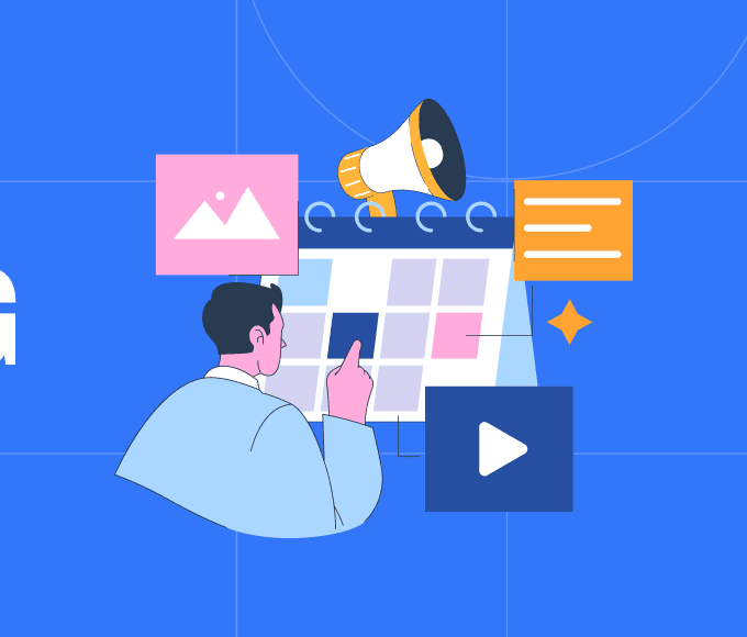 Cover for blog article of illustrated man using content planning features titled: Top 12 Planning Tools