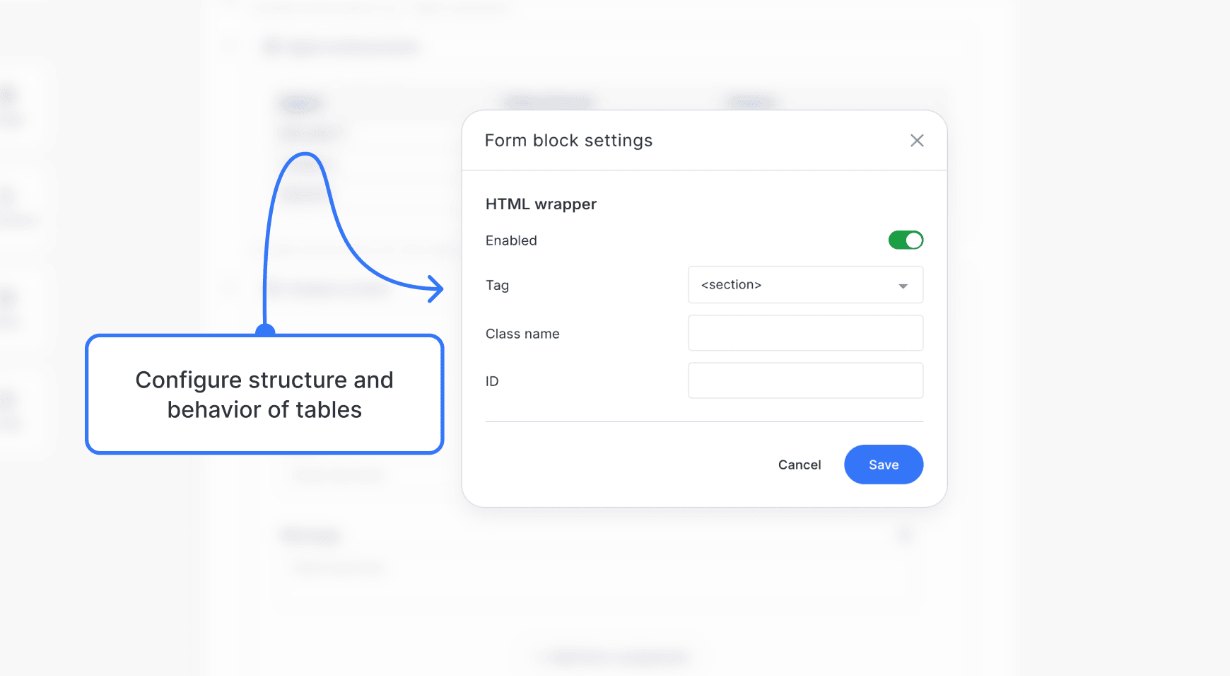 Form block wrapper settings
