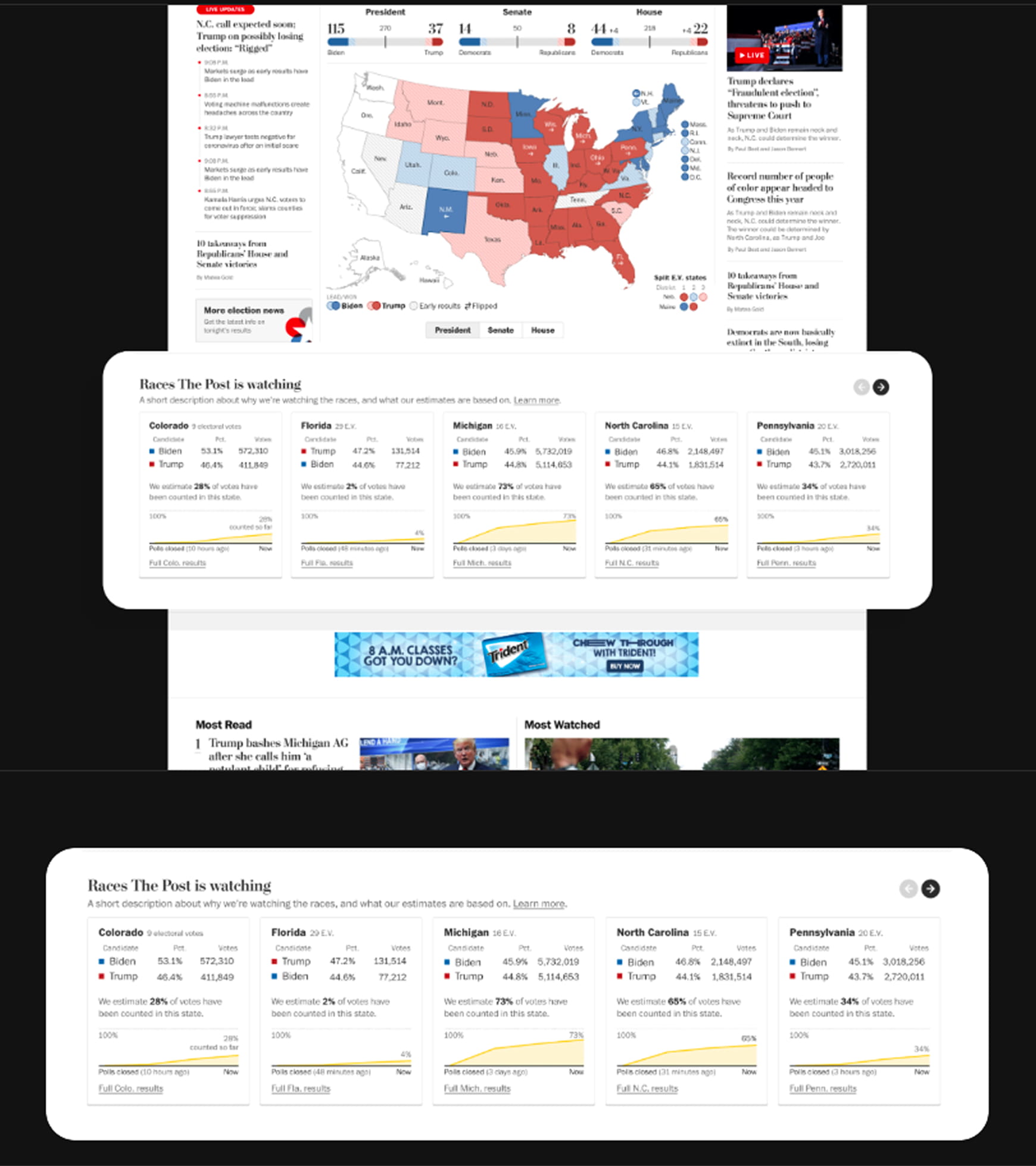 Screenshot of Daniel Autry’s Washington Post case study focusing on UX decisions that improved usability and engagement in election coverage