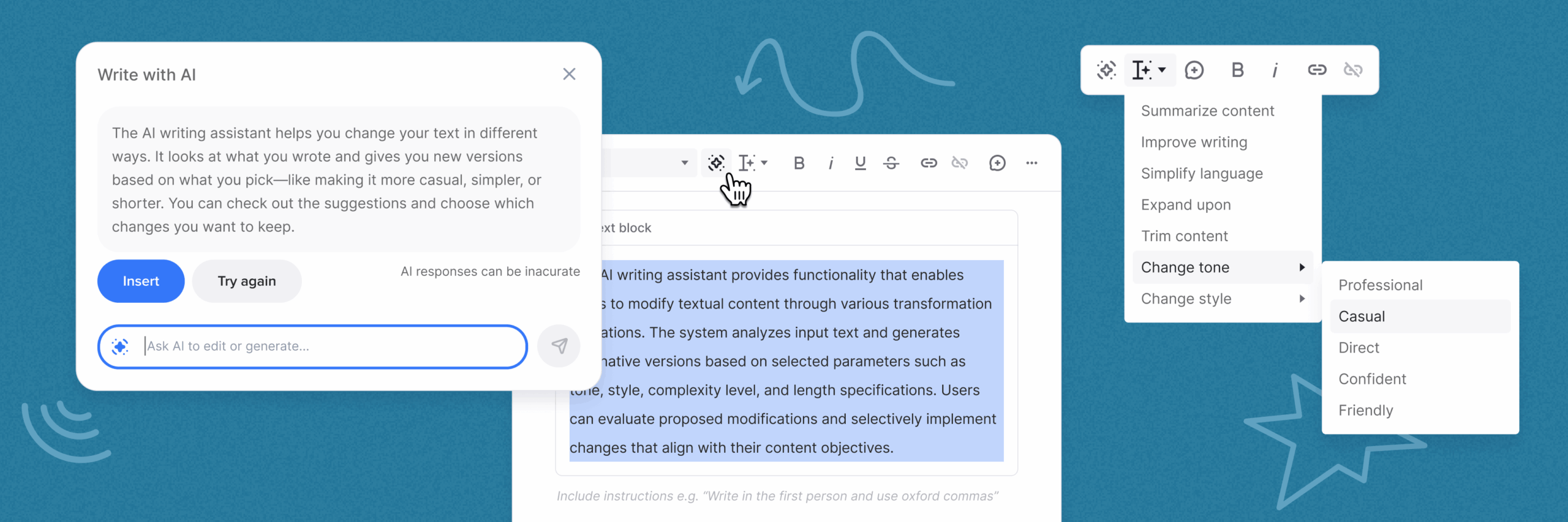AI Writing Assistant in Slickplan’s Page Editor
