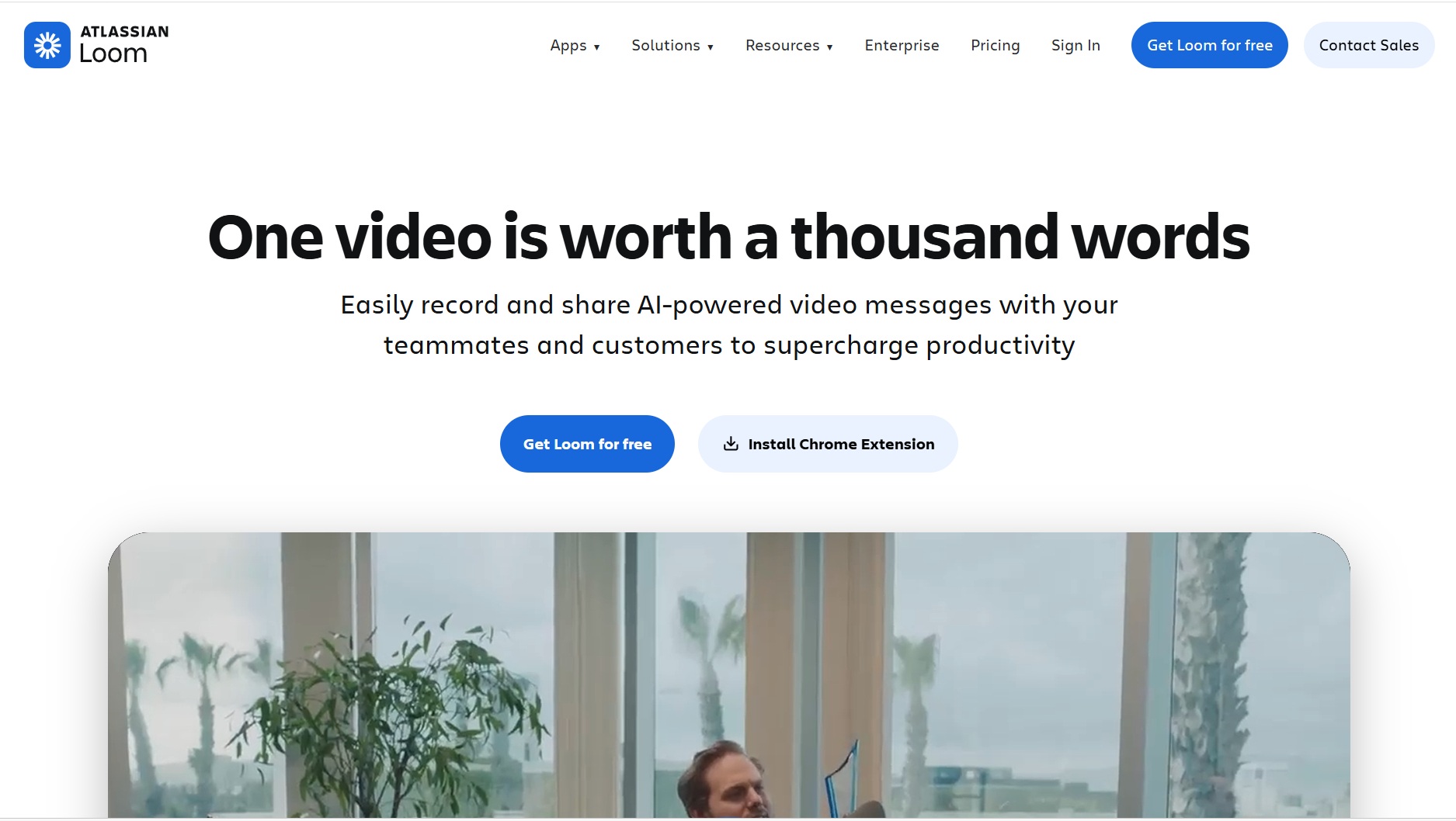 Loom landing page featuring call-to-action examples like “Get Loom for free” and “Install Chrome extension”.