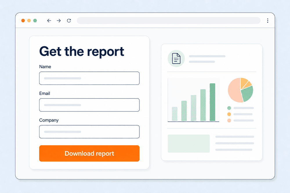 Form submit button example using Download report to describe the outcome of completing the form