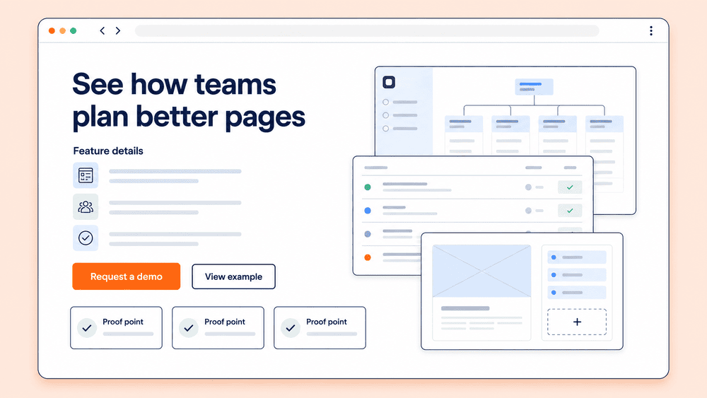 Product page CTA example showing a Request a demo button near product details and supporting proof points
