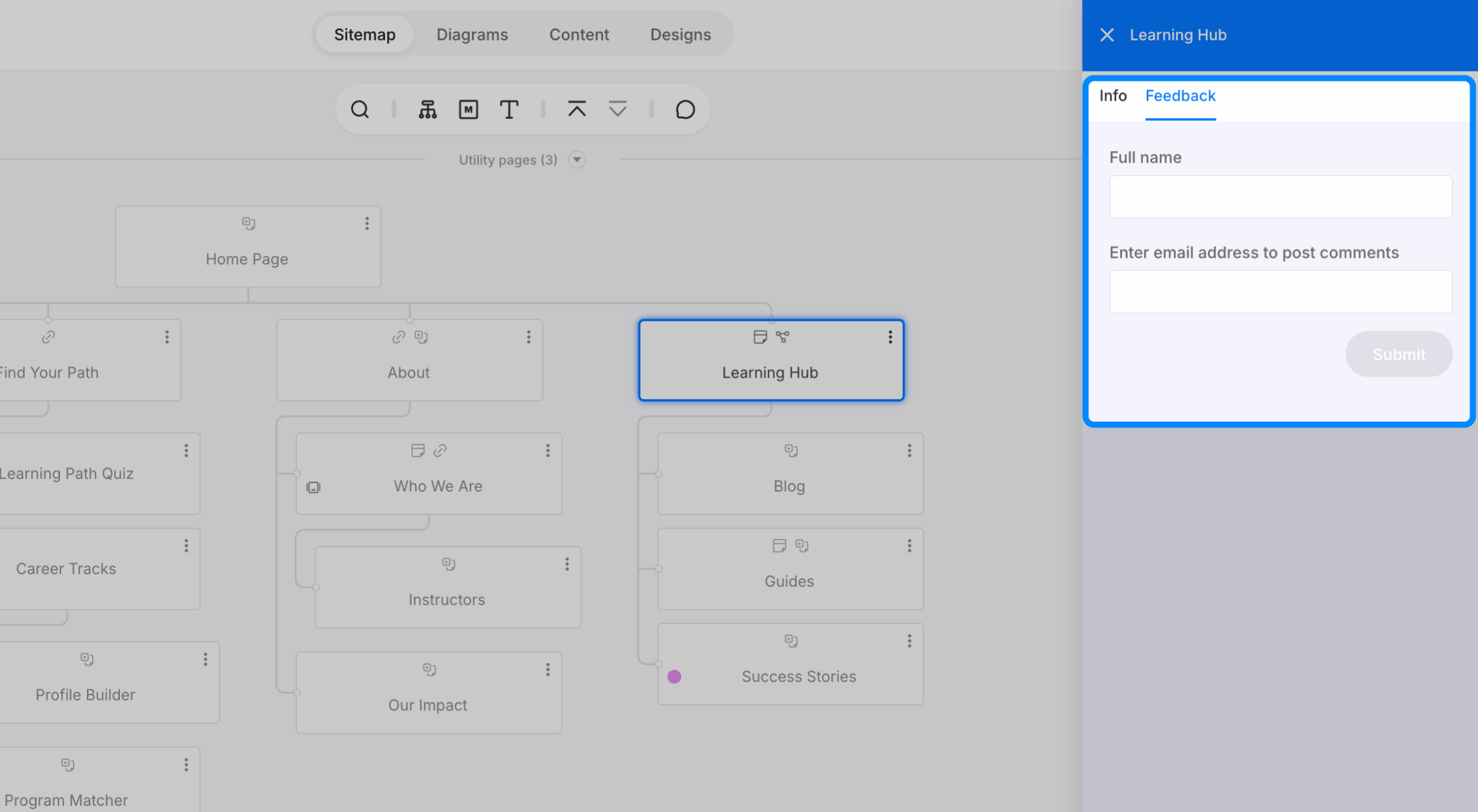 Reviewer identification prompt with name and email fields in the comments panel