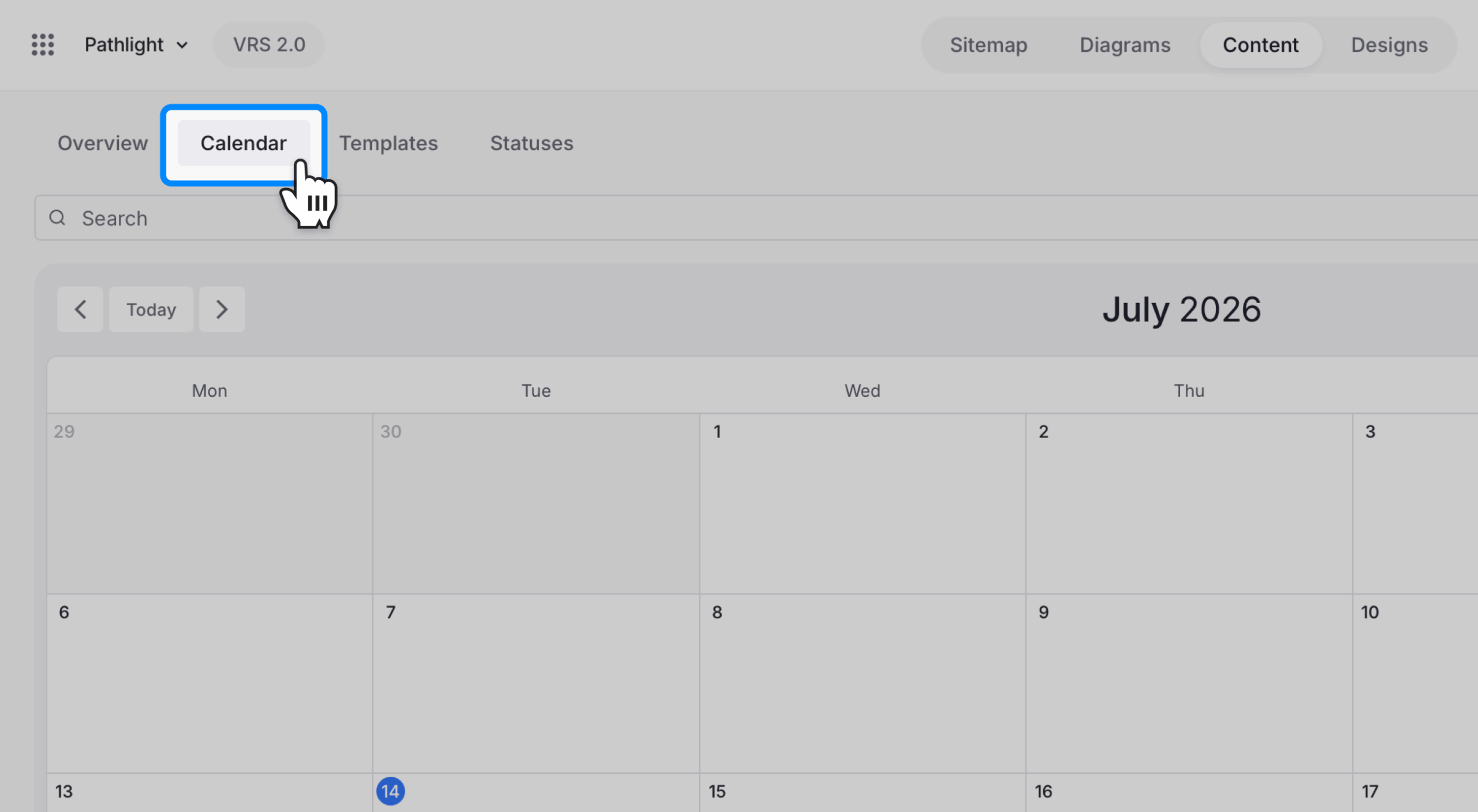calendar button hovered on scaled