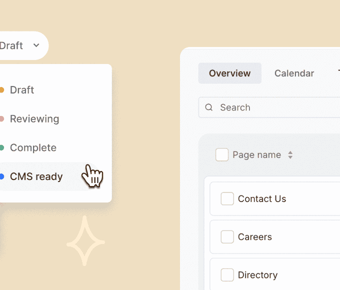 Content Planner dashboard, due date and workflow status updates